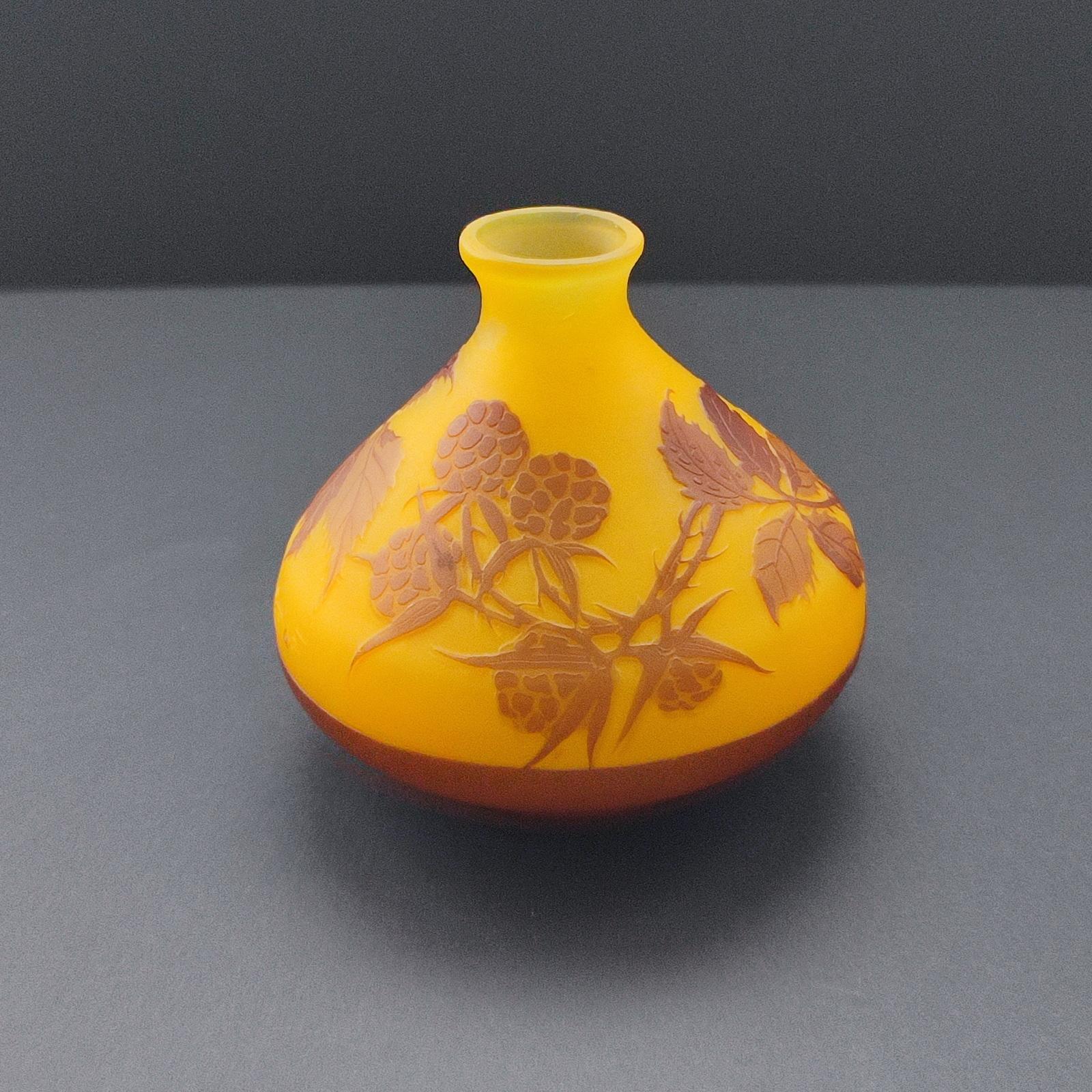 Vase en verre camée Art Nouveau d'Edmond Rigot, très rare et de grande collection en vente 3