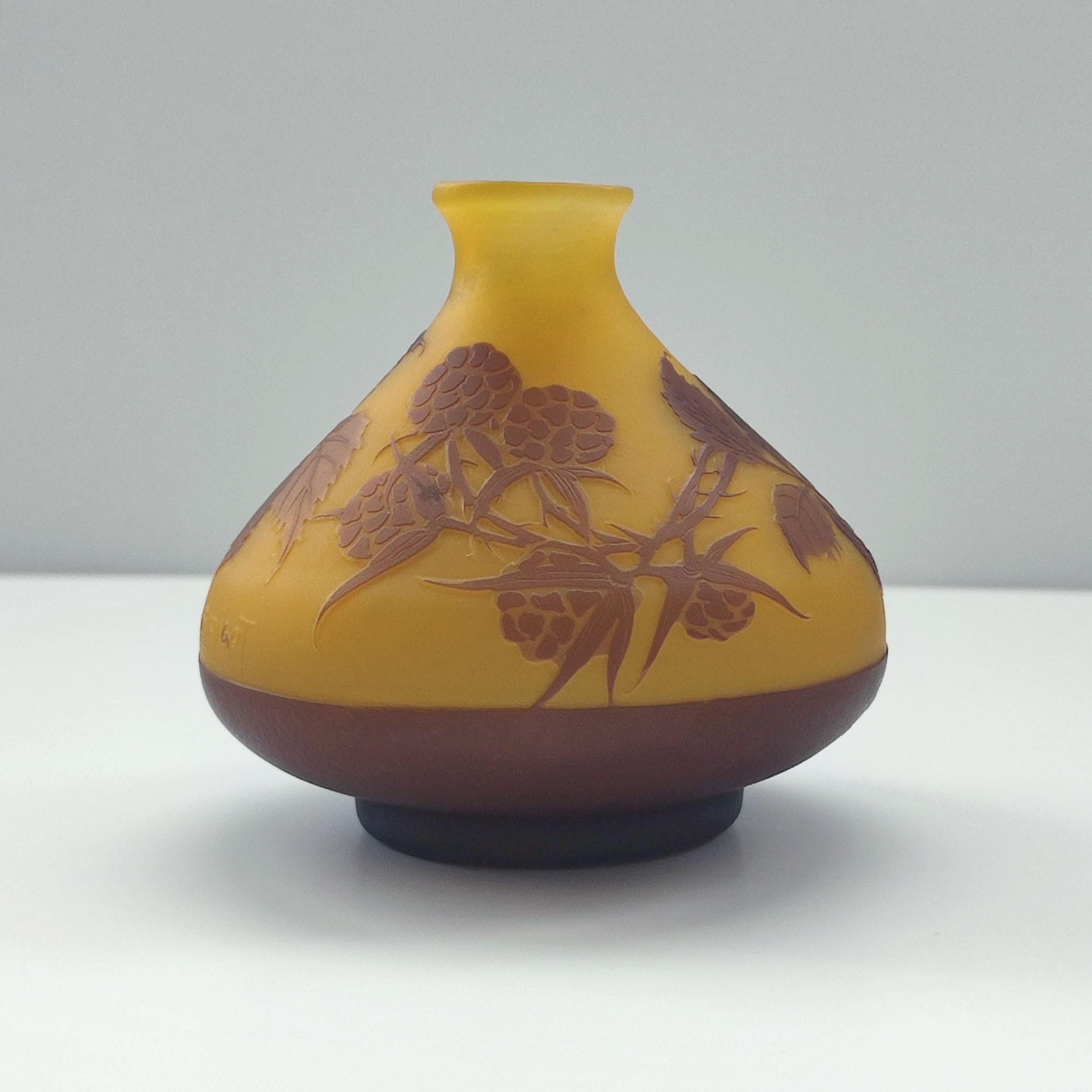 Art nouveau Vase en verre camée Art Nouveau d'Edmond Rigot, très rare et de grande collection en vente