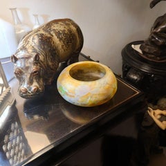 Rare Find Art Nouveau Daum Cameo Glass Vitrified Monnaies du Pape Round Coupe