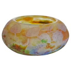 Raro Hallazgo Art Nouveau Daum Camafeo Vidrio Vitrificado Monnaies du Pape Coupe Redonda