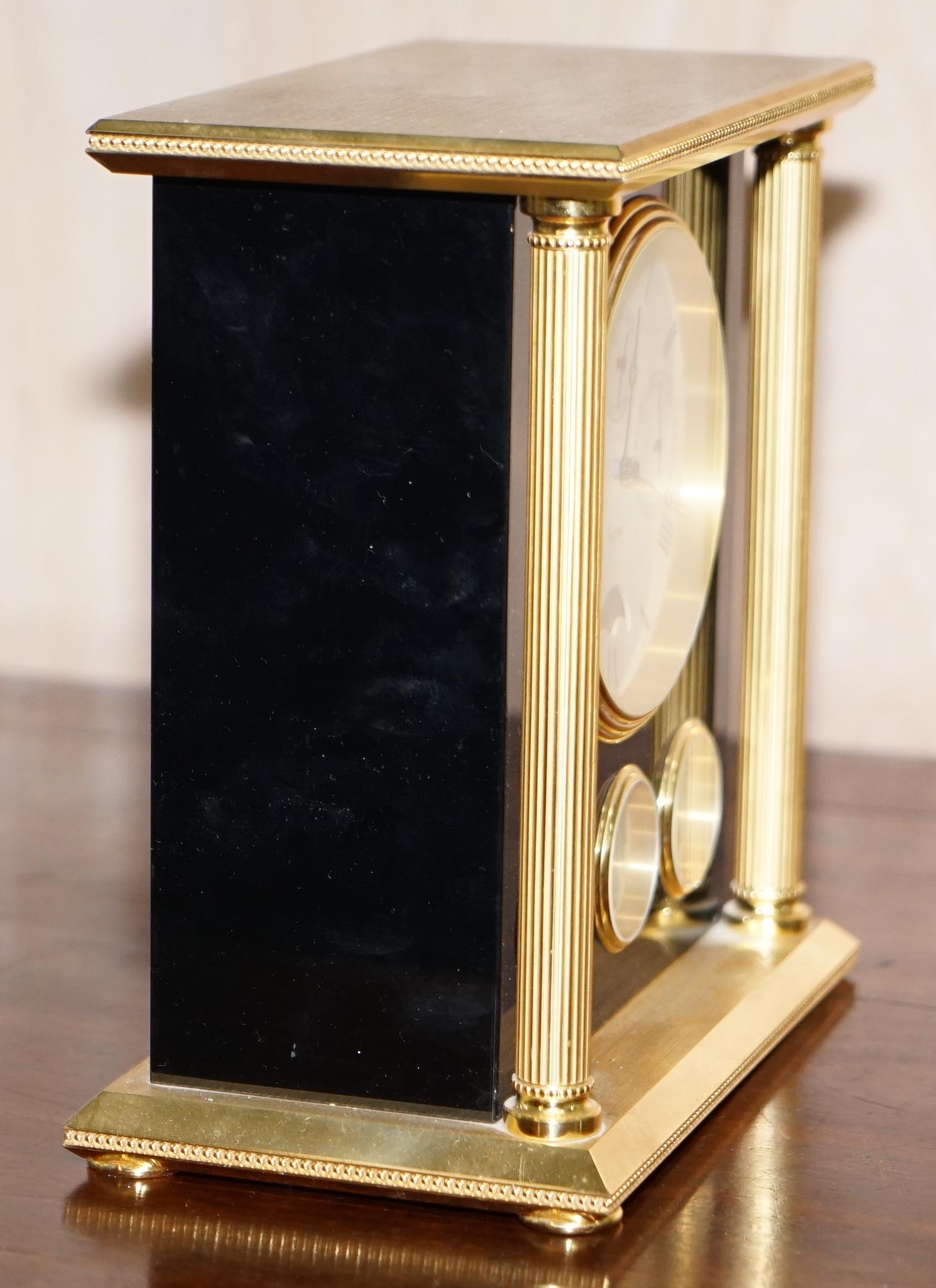Brass Rare Find Asprey London Swiss Made Moon Phase Clock with Barometer and Calendar