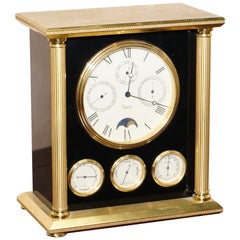 Vintage Rare Find Asprey London Swiss Made Moon Phase Clock with Barometer and Calendar
