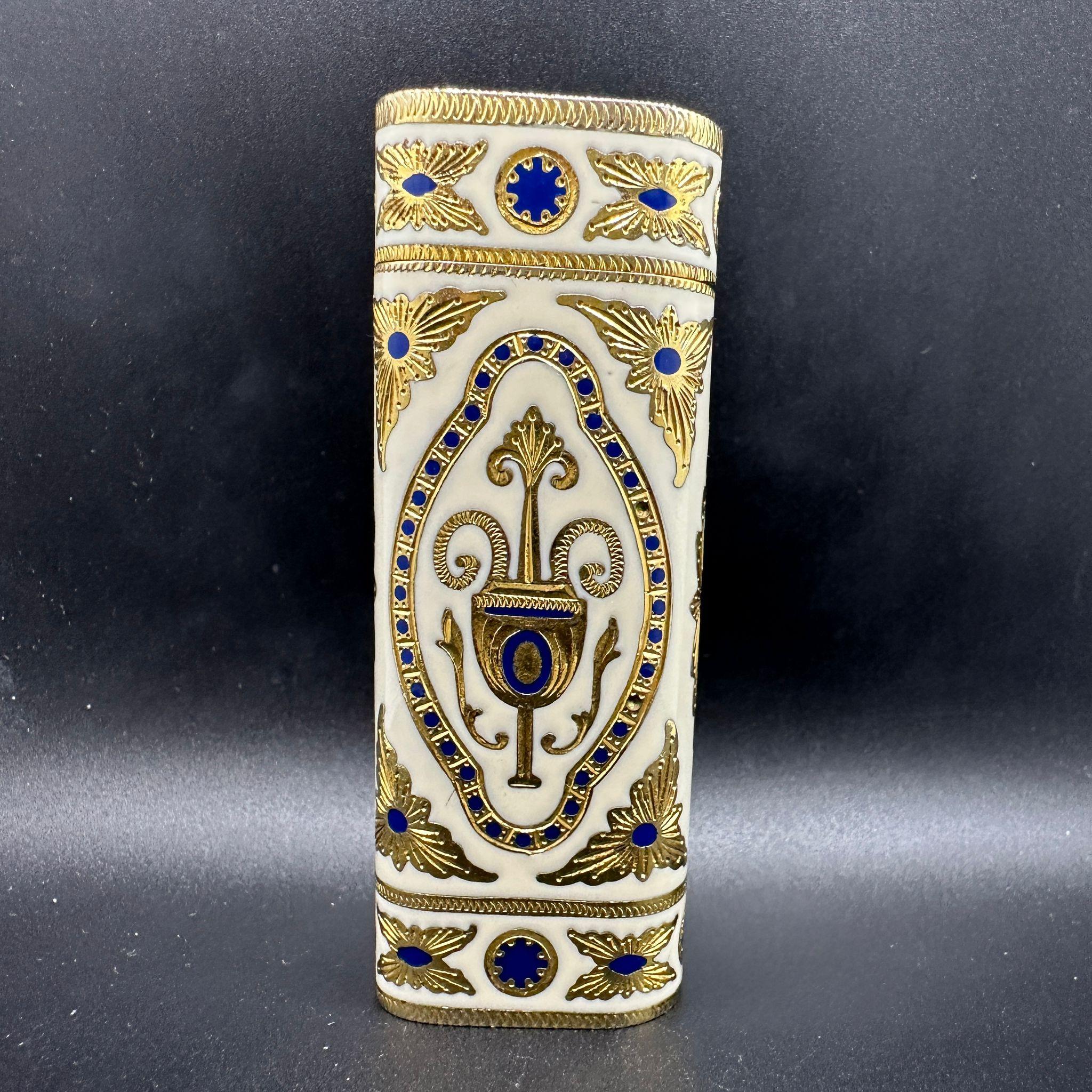 Baroque Rare Find Cartier “Royking” “Circa 1970” 18k Gold & Cream Lacquer With Case