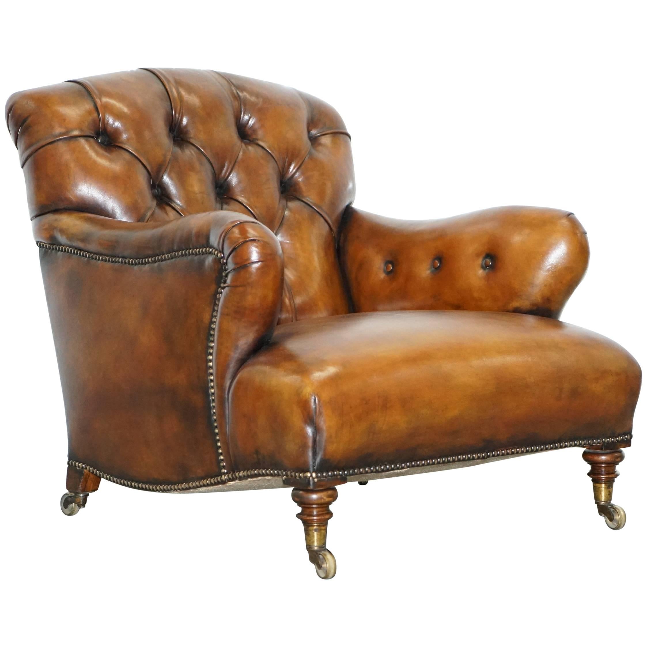 Rare Find Early Victorian Walnut Howard and Son's Fully Restored Club Armchair