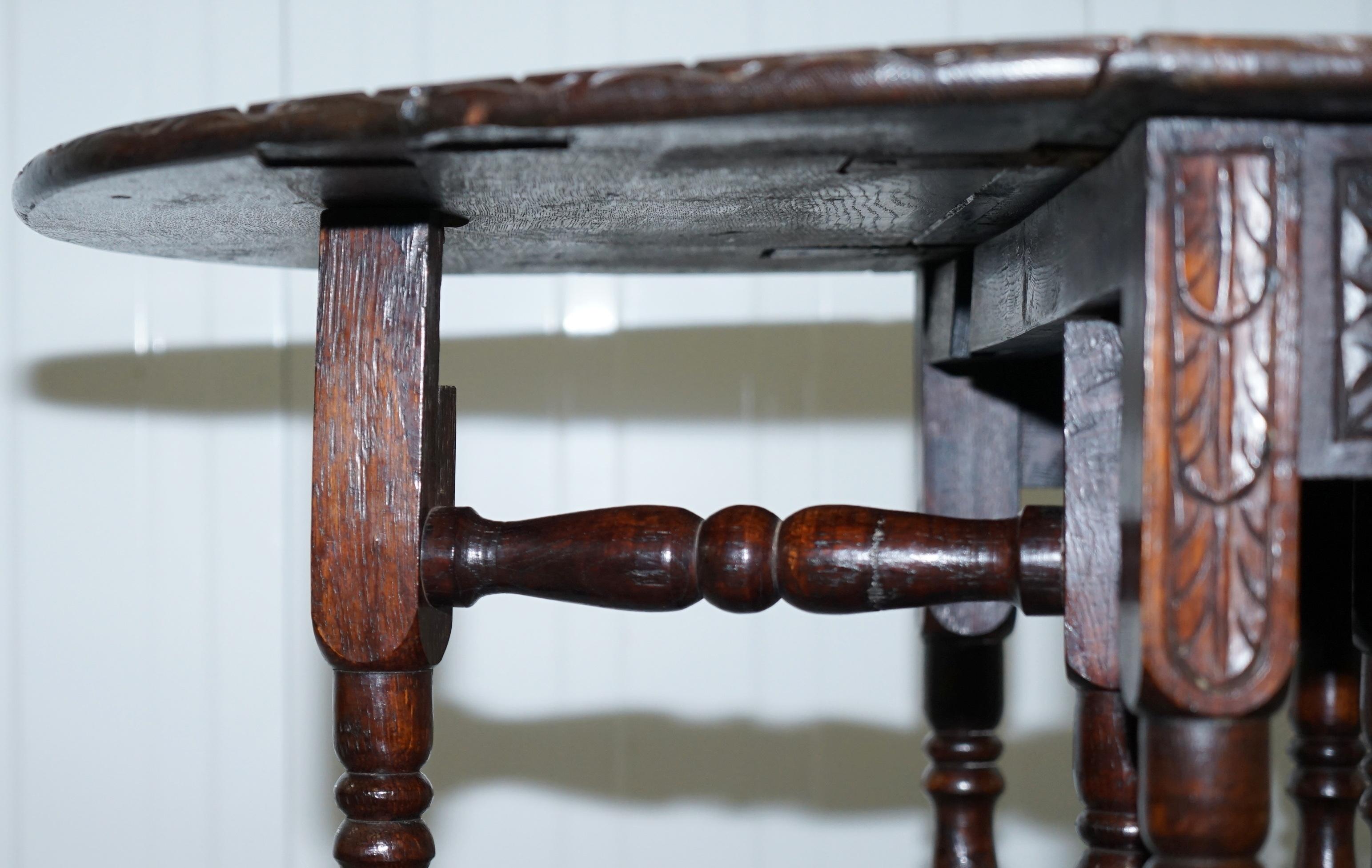 Rare Find Georgian Hand-Carved Gate Leg Small Occasional Side Table Folding 11