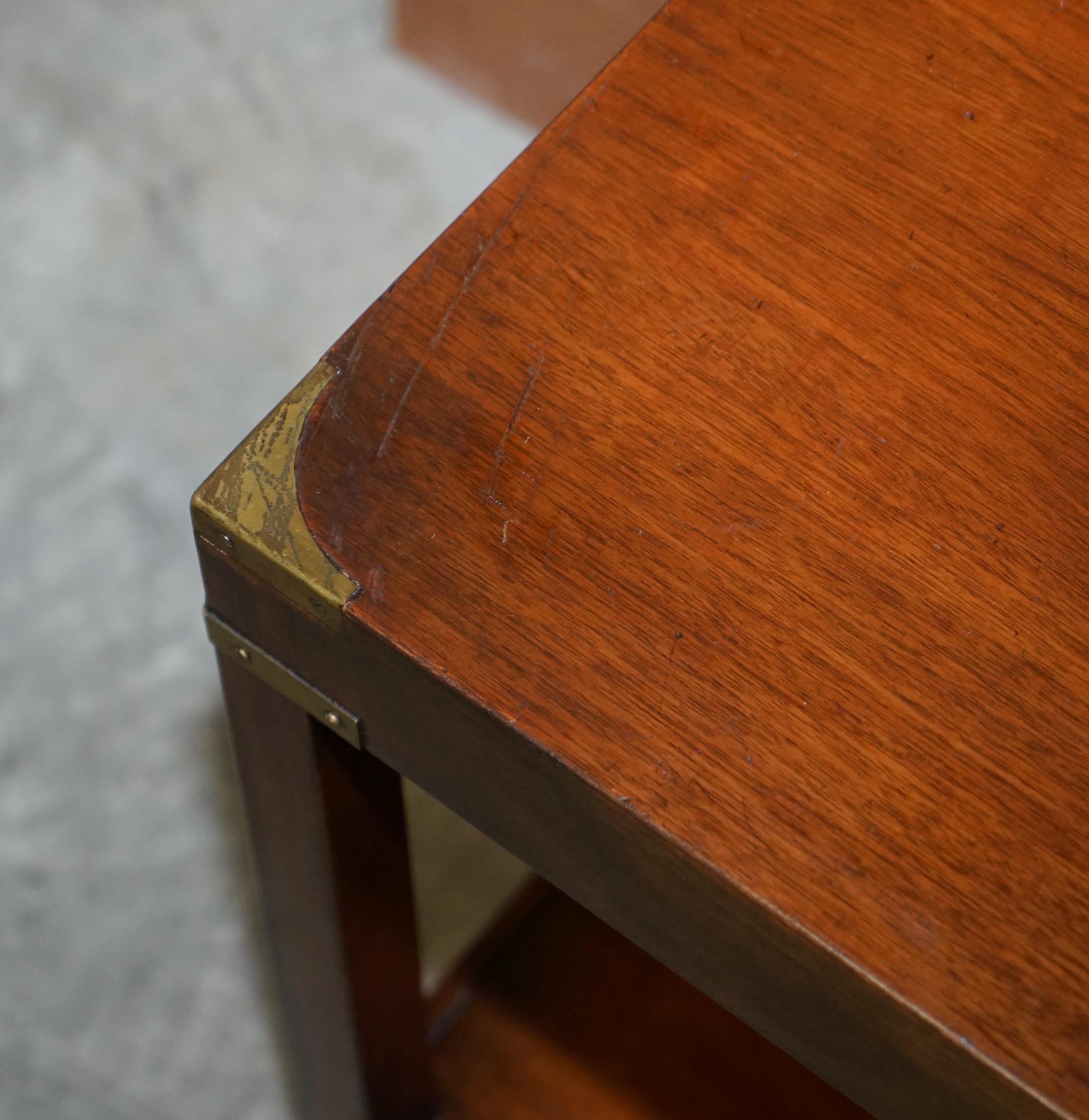 Hand-Crafted Rare Find Harrods London Kennedy Military Campaign High Side End Table Hardwood For Sale
