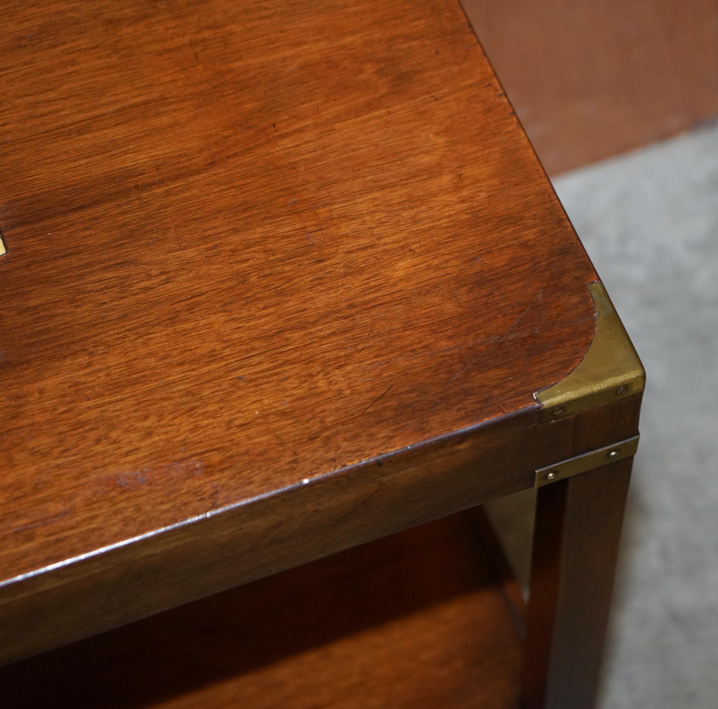 20th Century Rare Find Harrods London Kennedy Military Campaign High Side End Table Hardwood For Sale