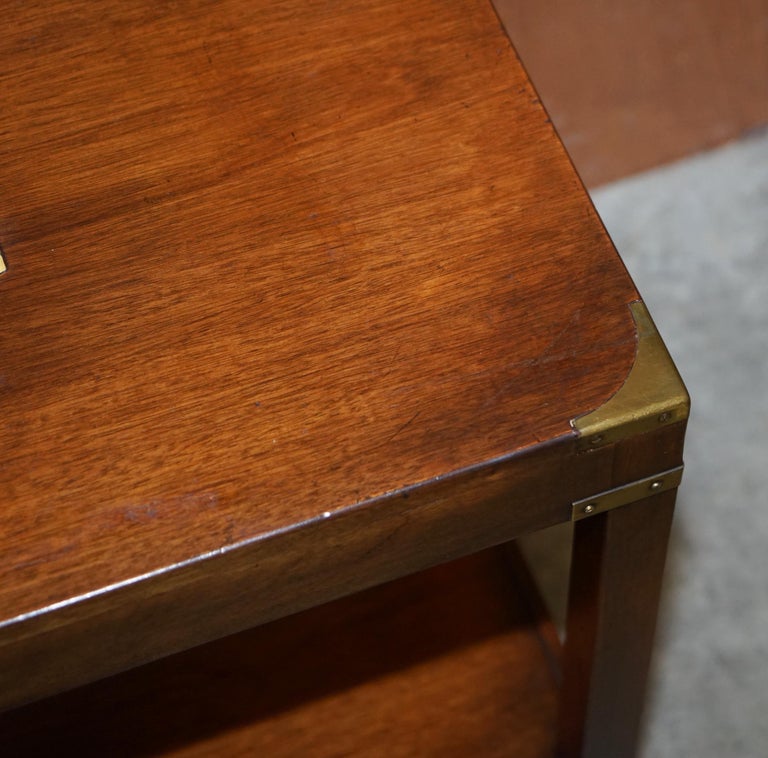 Rare Find Harrods London Kennedy Military Campaign High Side End Table Mahogany For Sale 1