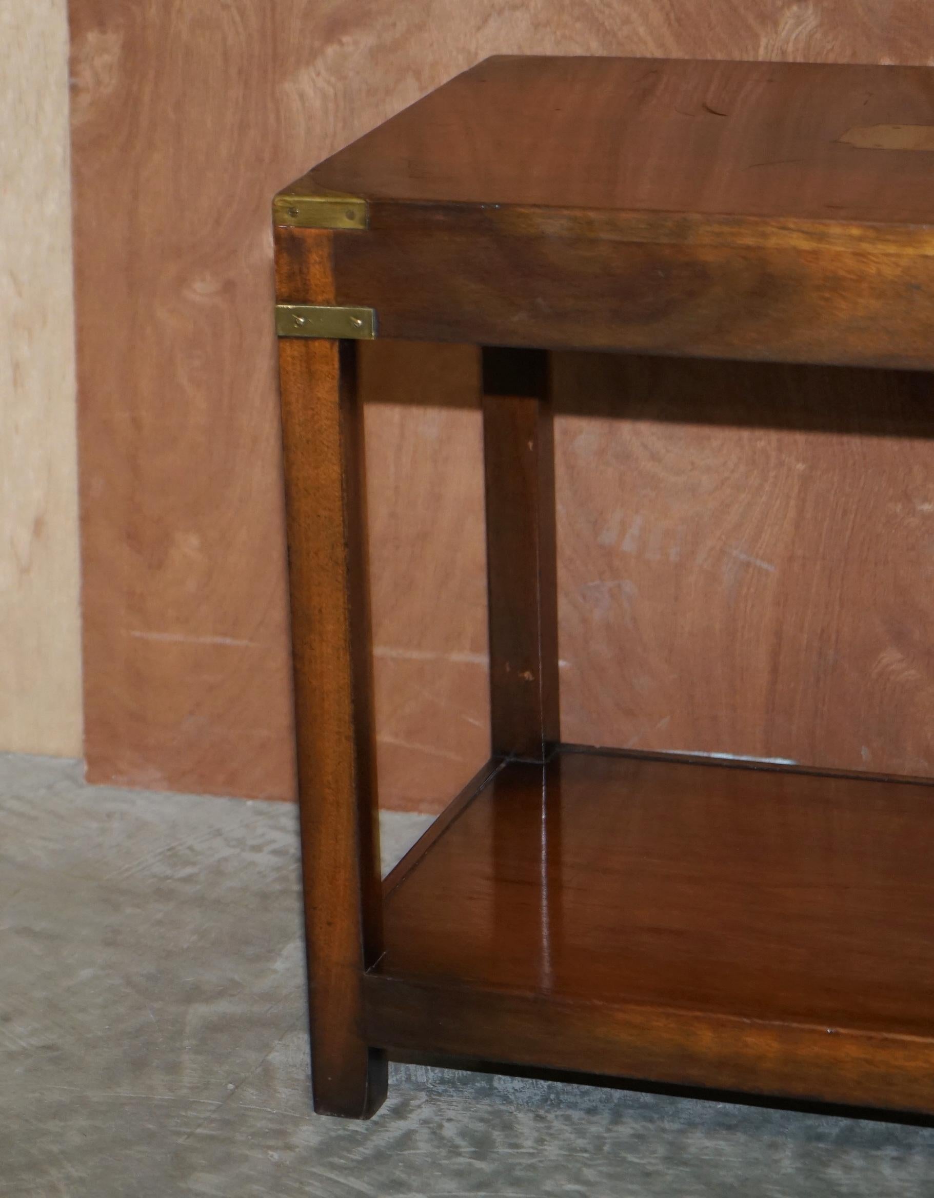 20th Century Rare Find Harrods London Kennedy Military Campaign High Side End Table Hardwood