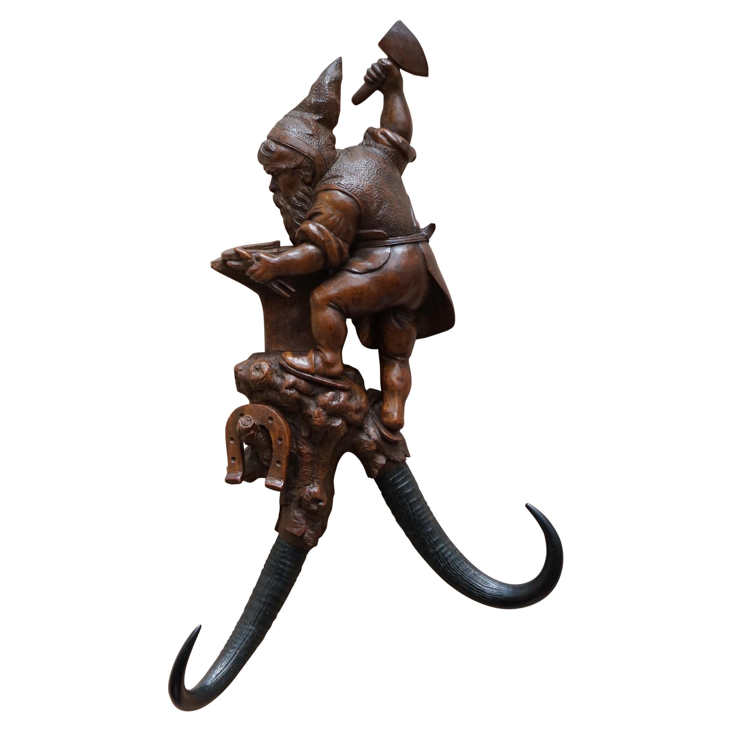 Rare Find Large circa 1880 Swiss Black Forest Whip Hook Blacksmith Dwarf Hammer