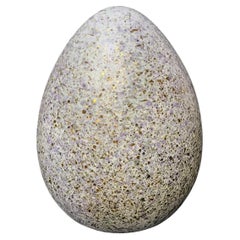 Rare Find, Large Swedish Ceramic Egg, Speckled Glaze in Gold and Purple, 1970s