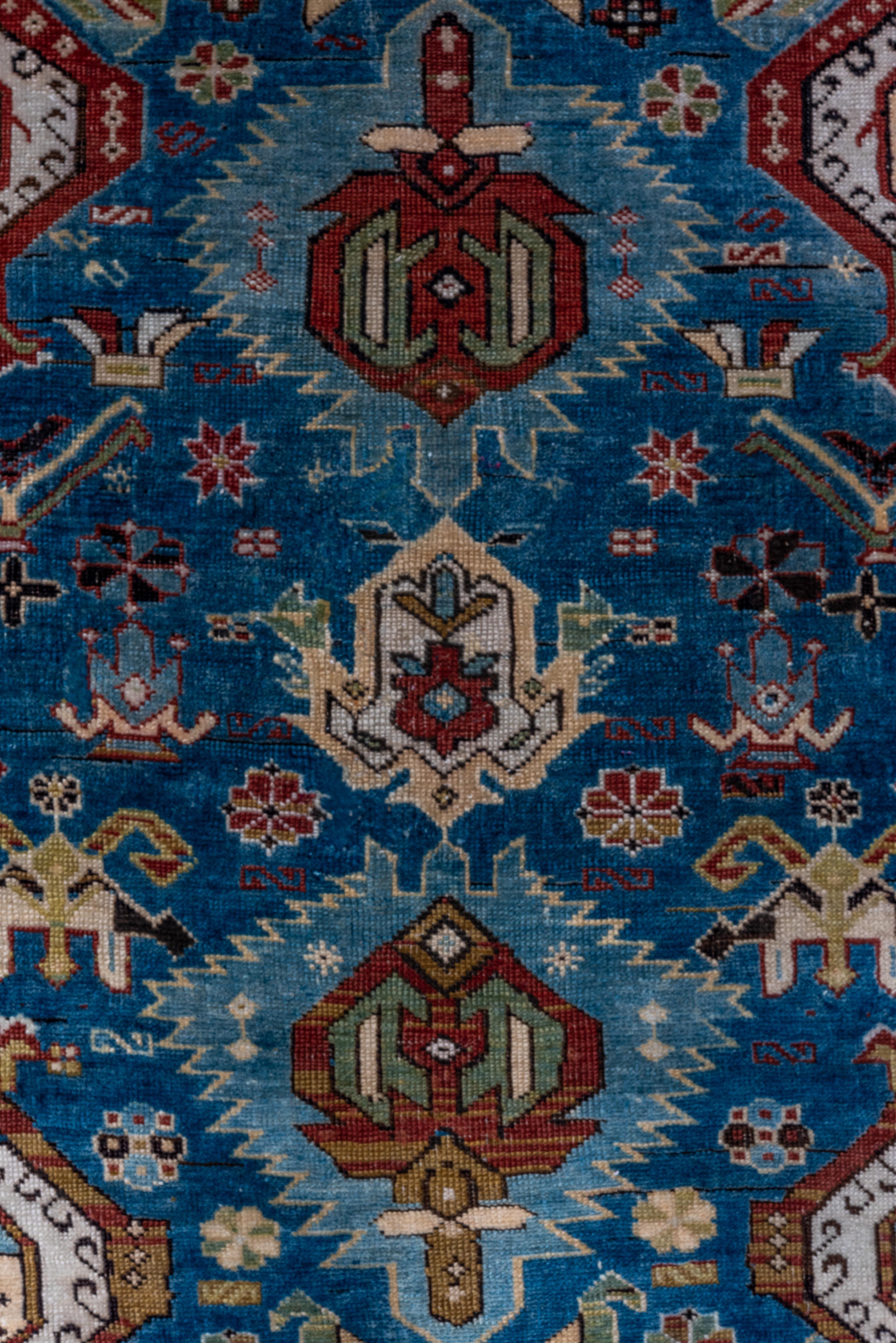 Hand-Woven Rare and Fine Antique Caucasian Kuba Area Rug, Mint Condition, Bright Blue Field For Sale