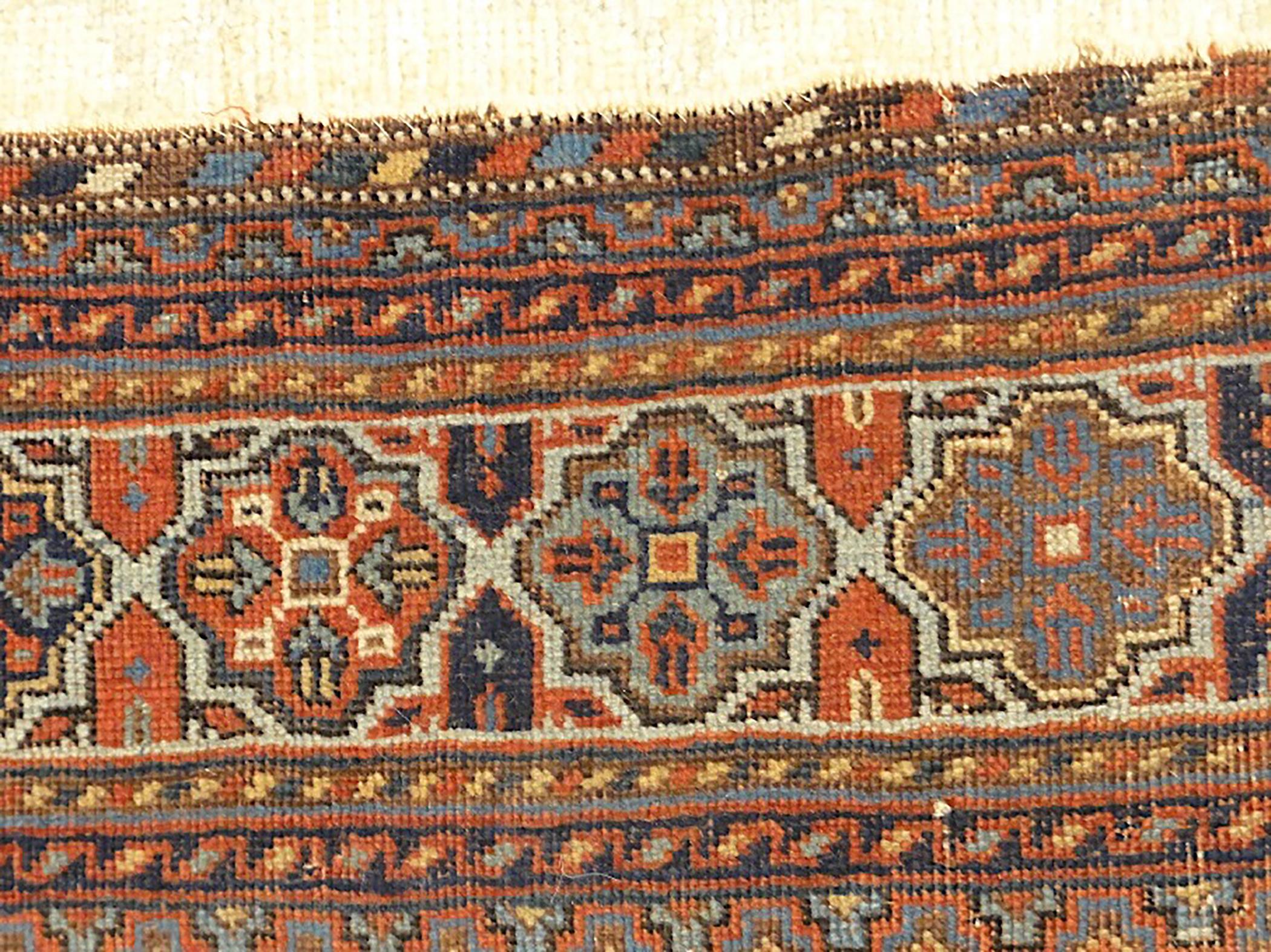 Annodato a mano Raro Tappeto Afshar Antico da Collezione  Circa 1850 in vendita