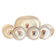 Rare & Fine Antique English 18th C. Wedgwood Creamware 7 Pc. Armorial Set