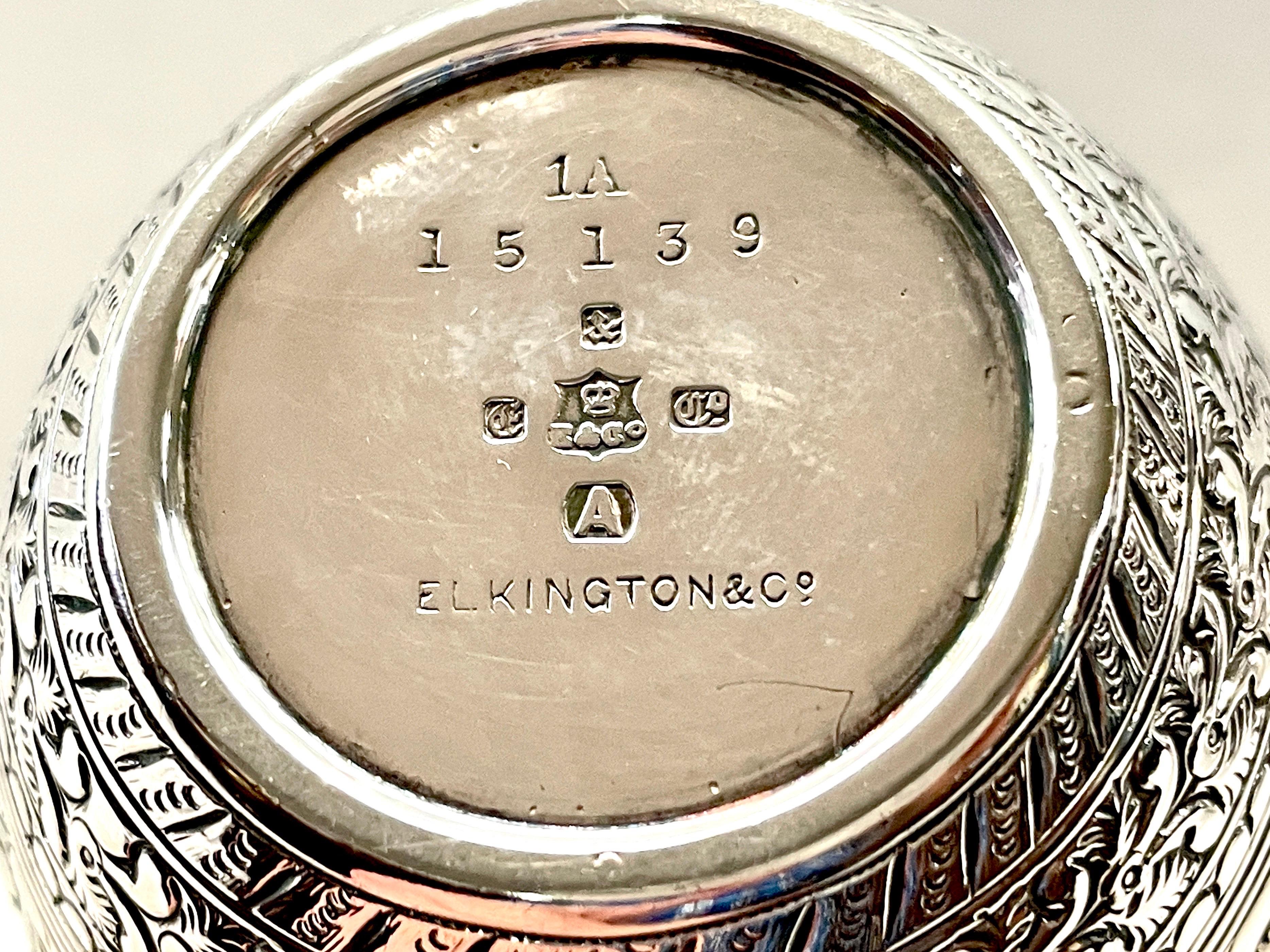 Rare & Fine Antique English Elkington Silver Plate 3pc. Zodiac Tea for 2 Teaset 5