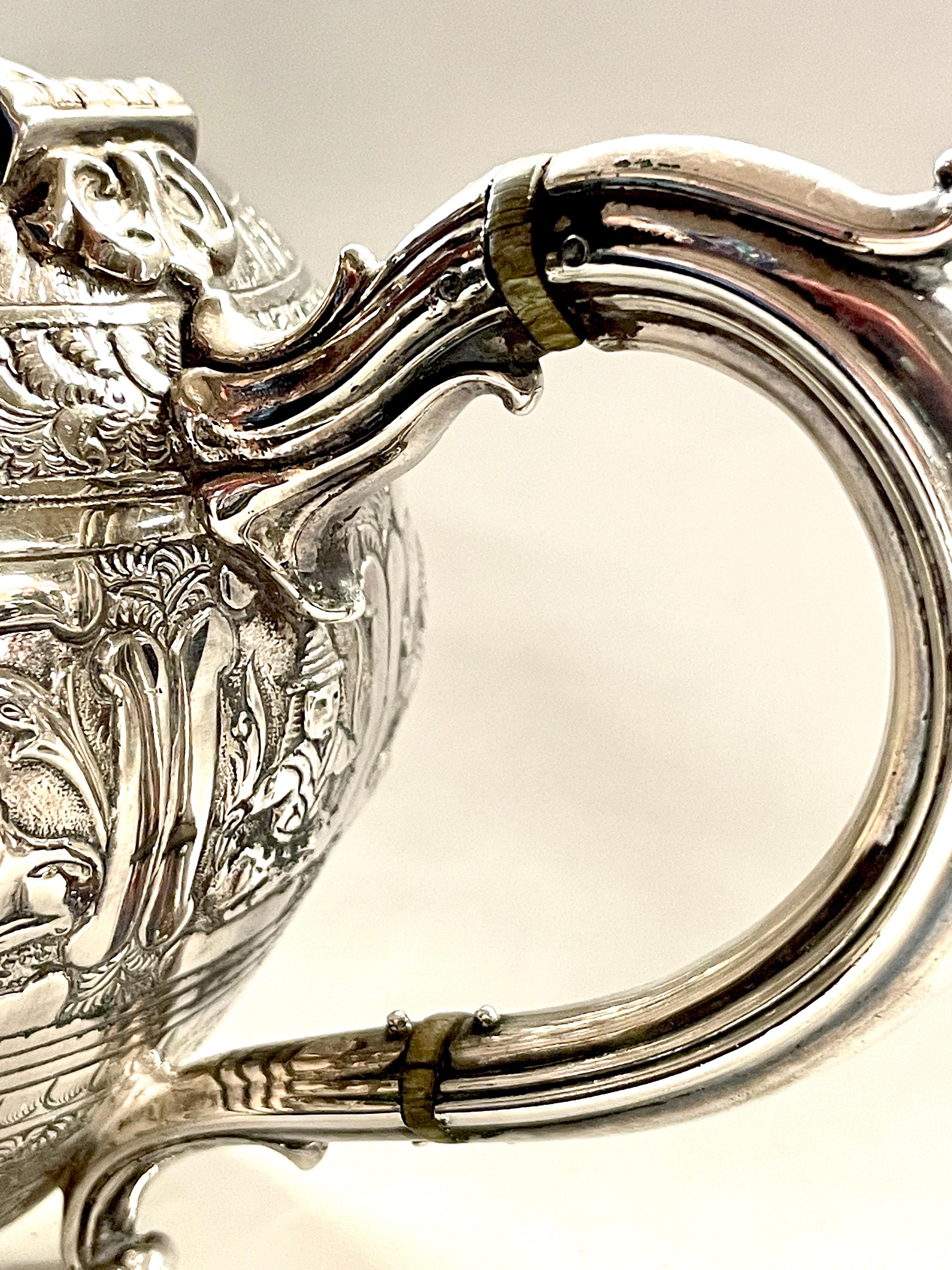Rare & Fine Antique English Elkington Silver Plate 3pc. Zodiac Tea for 2 Teaset 7