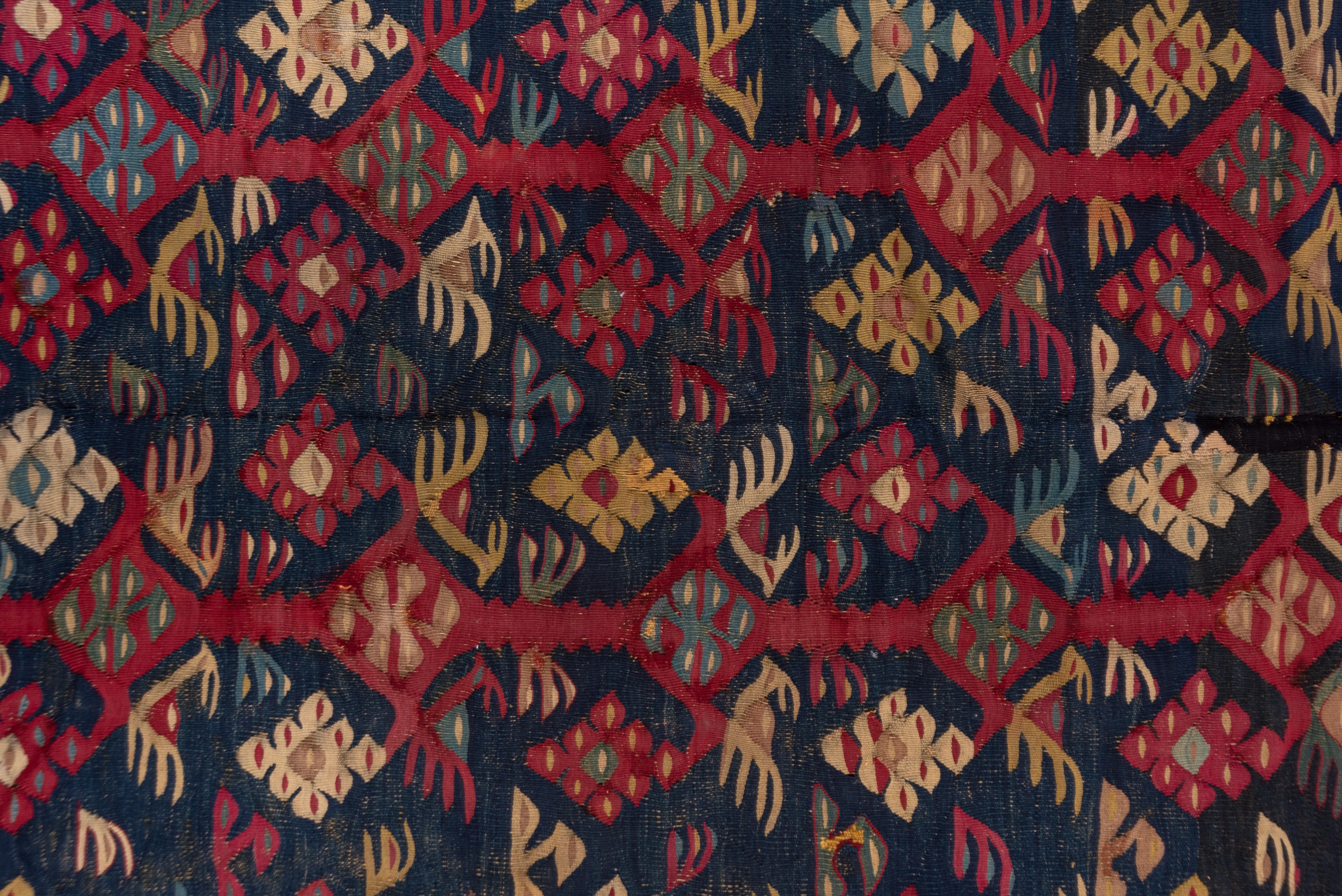 Early 20th Century Rare Fine Antique Turkish Kilim Rug, All-Over Floral Field For Sale
