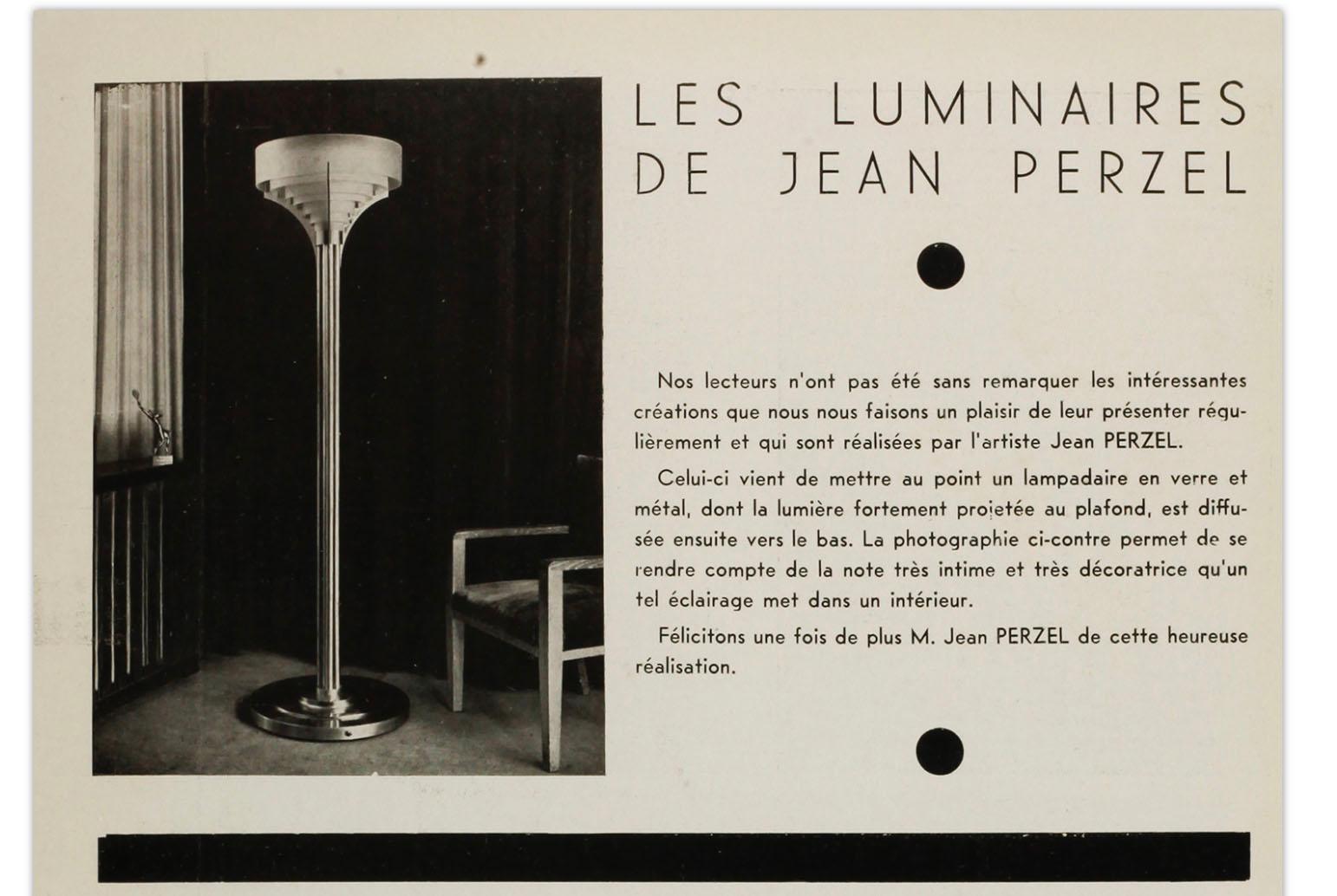 Rare lampadaire Art Déco français en chrome et verre de Jean Perzel en vente 5