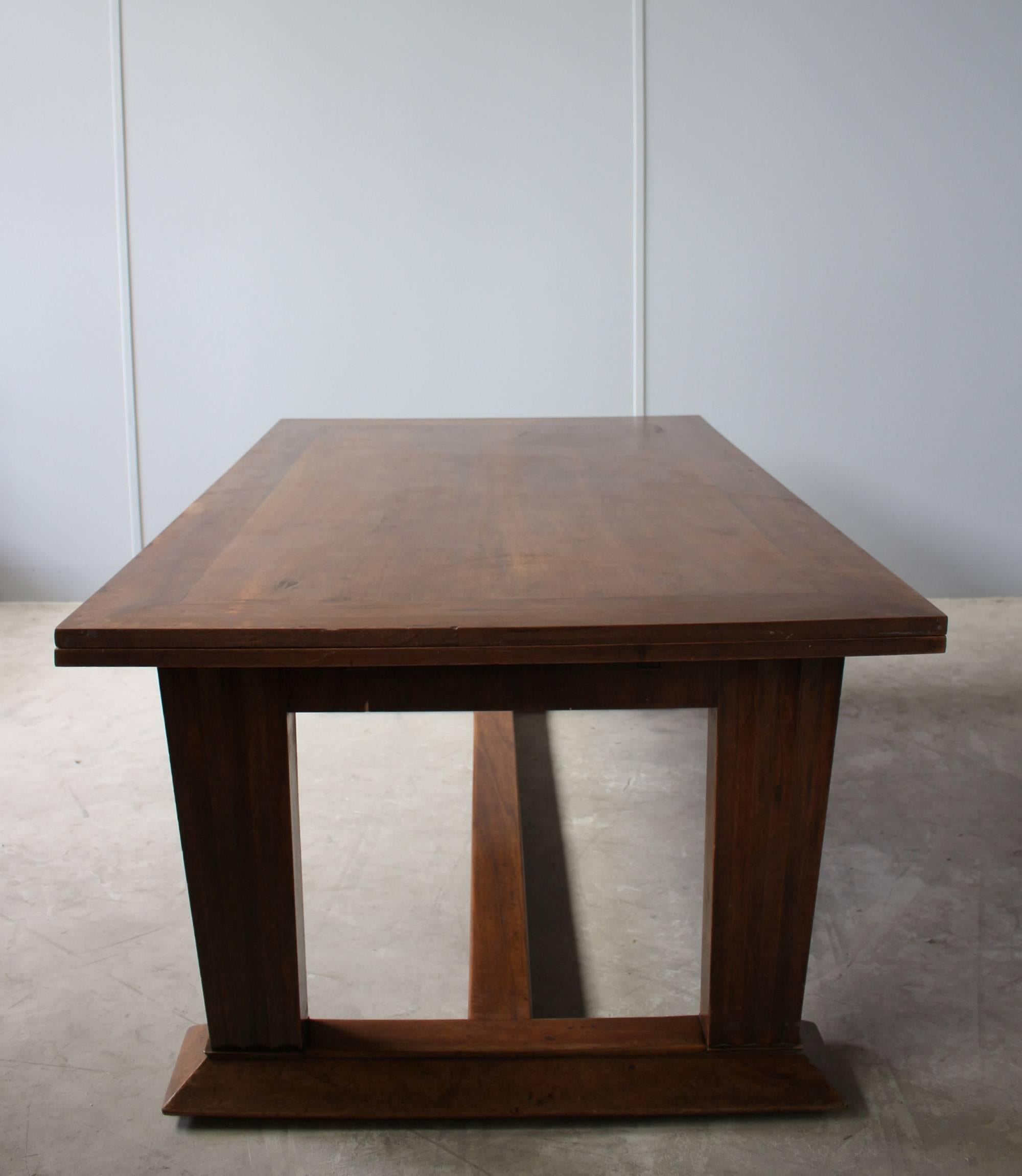 Rare Fine French Art Deco Walnut Dining Table by Jean-Charles Moreux 6