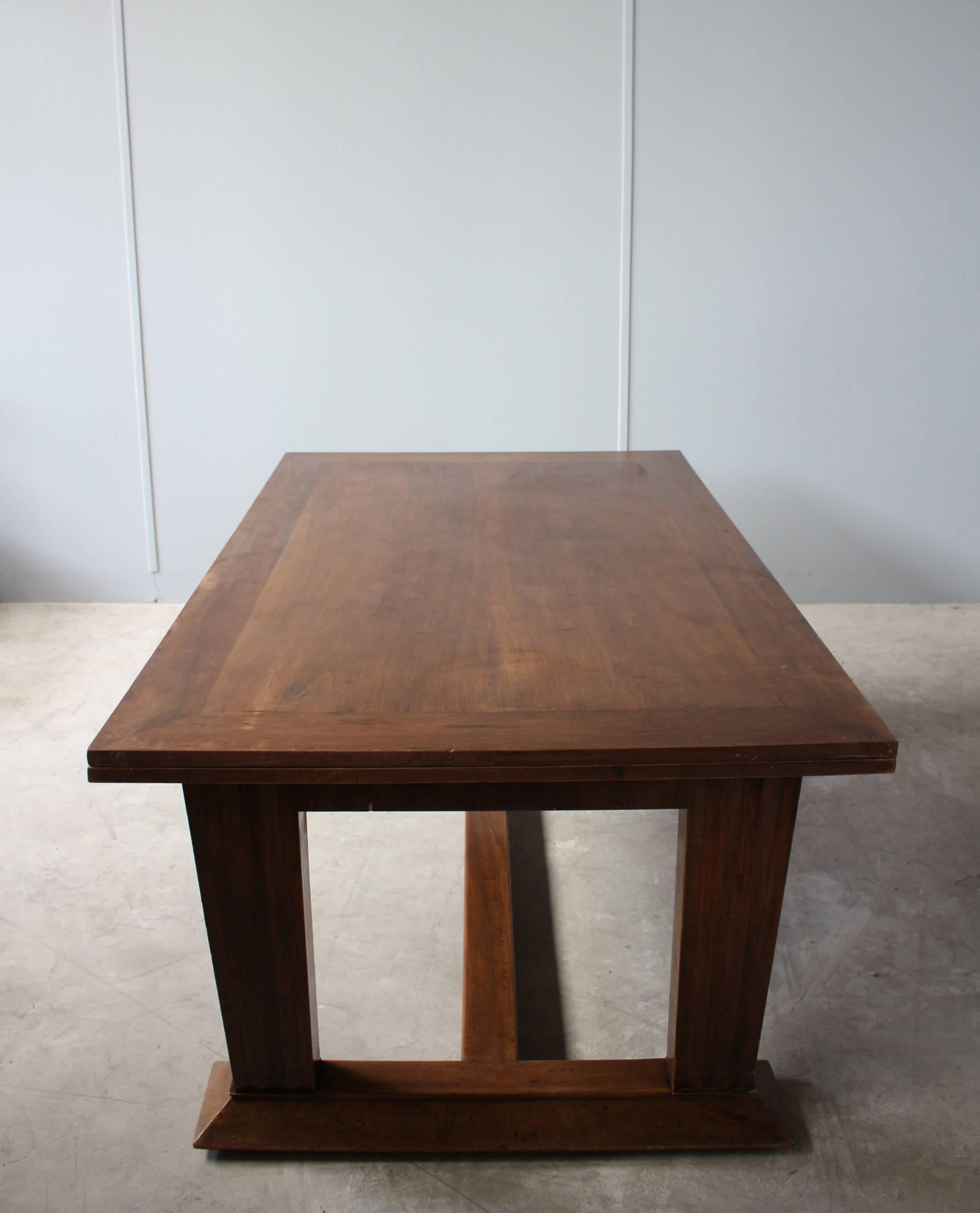 Rare Fine French Art Deco Walnut Dining Table by Jean-Charles Moreux 7