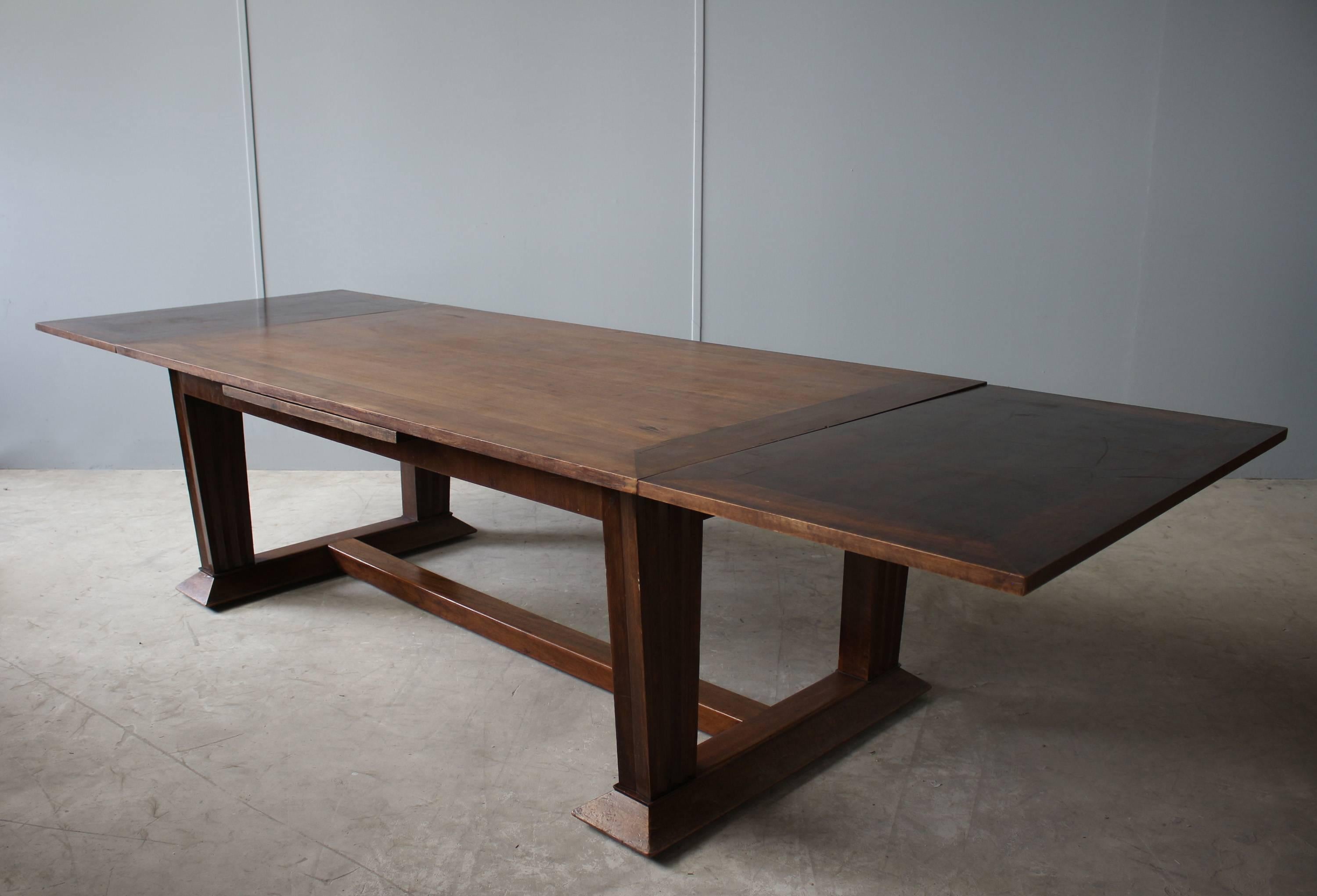 Rare Fine French Art Deco Walnut Dining Table by Jean-Charles Moreux 1