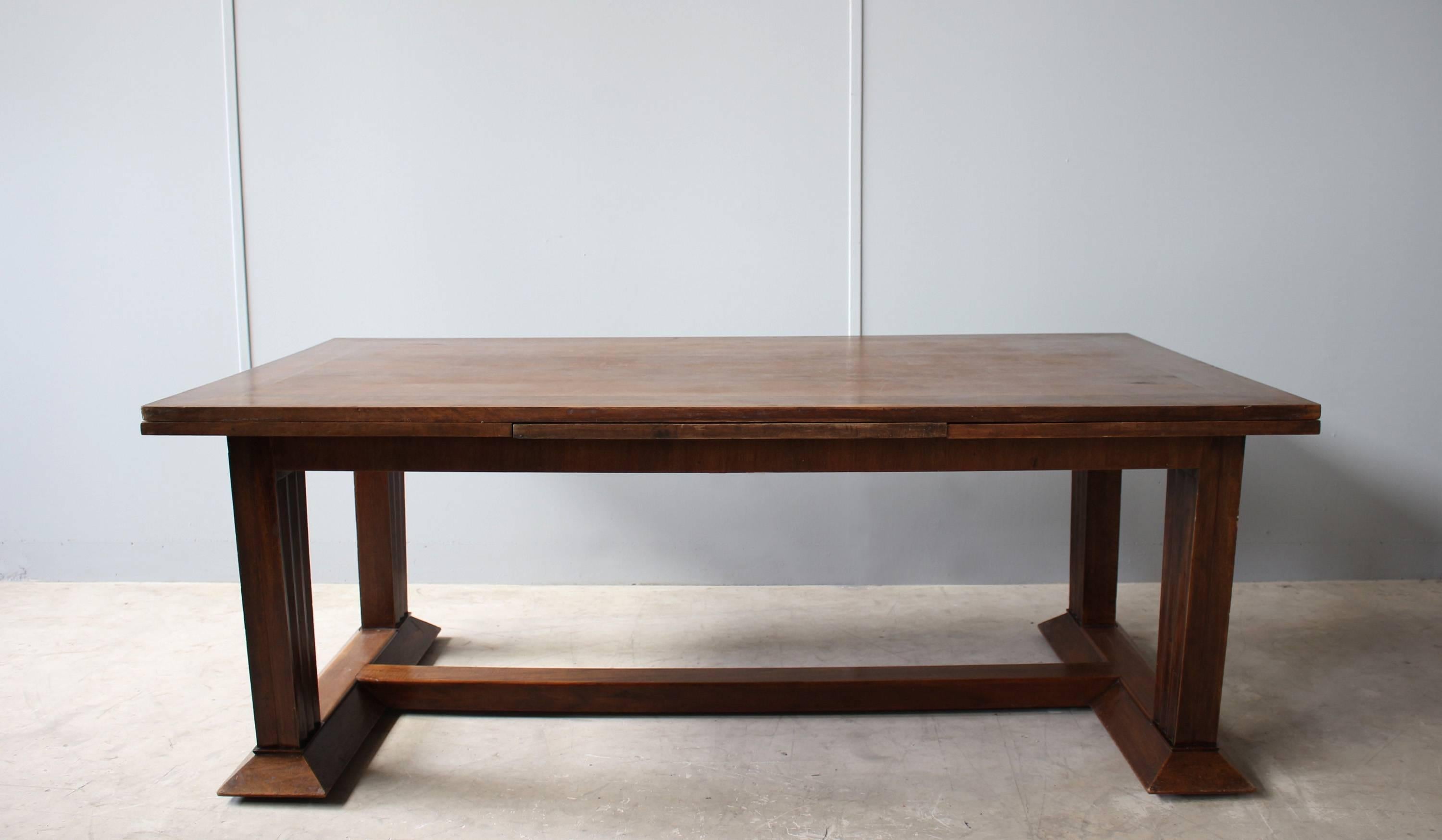 Rare Fine French Art Deco Walnut Dining Table by Jean-Charles Moreux 2