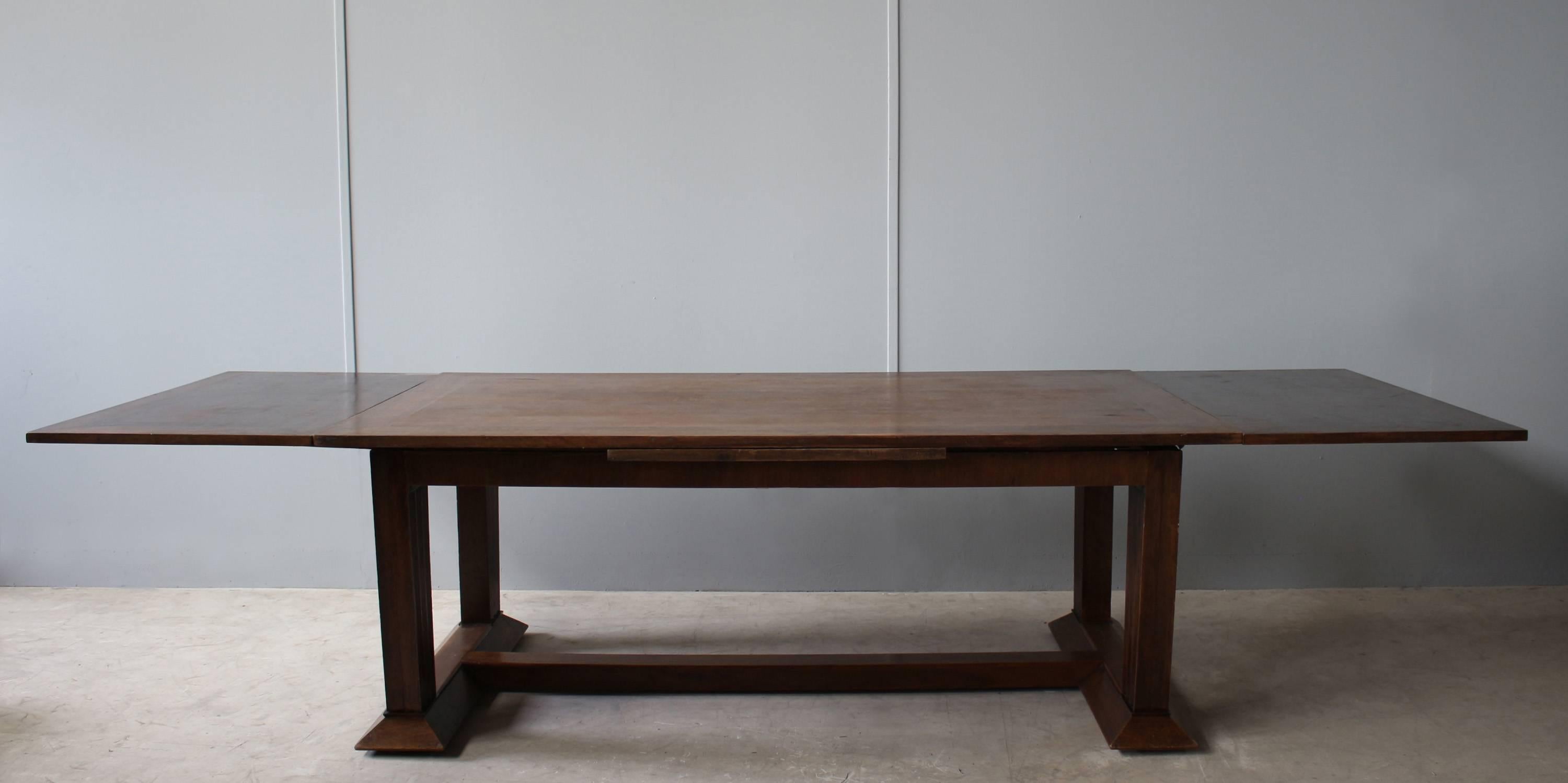 Rare Fine French Art Deco Walnut Dining Table by Jean-Charles Moreux 3
