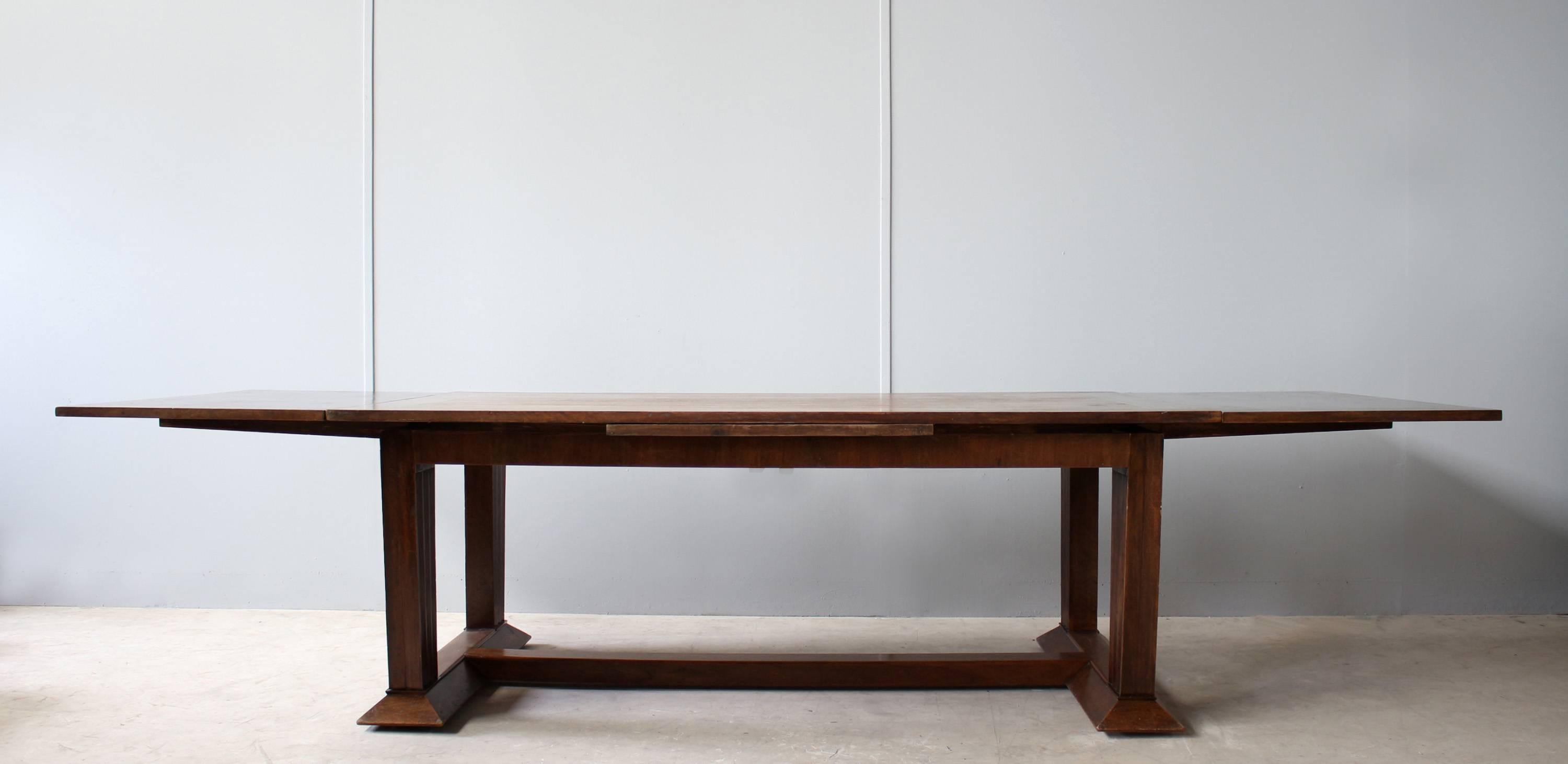 Rare Fine French Art Deco Walnut Dining Table by Jean-Charles Moreux 4