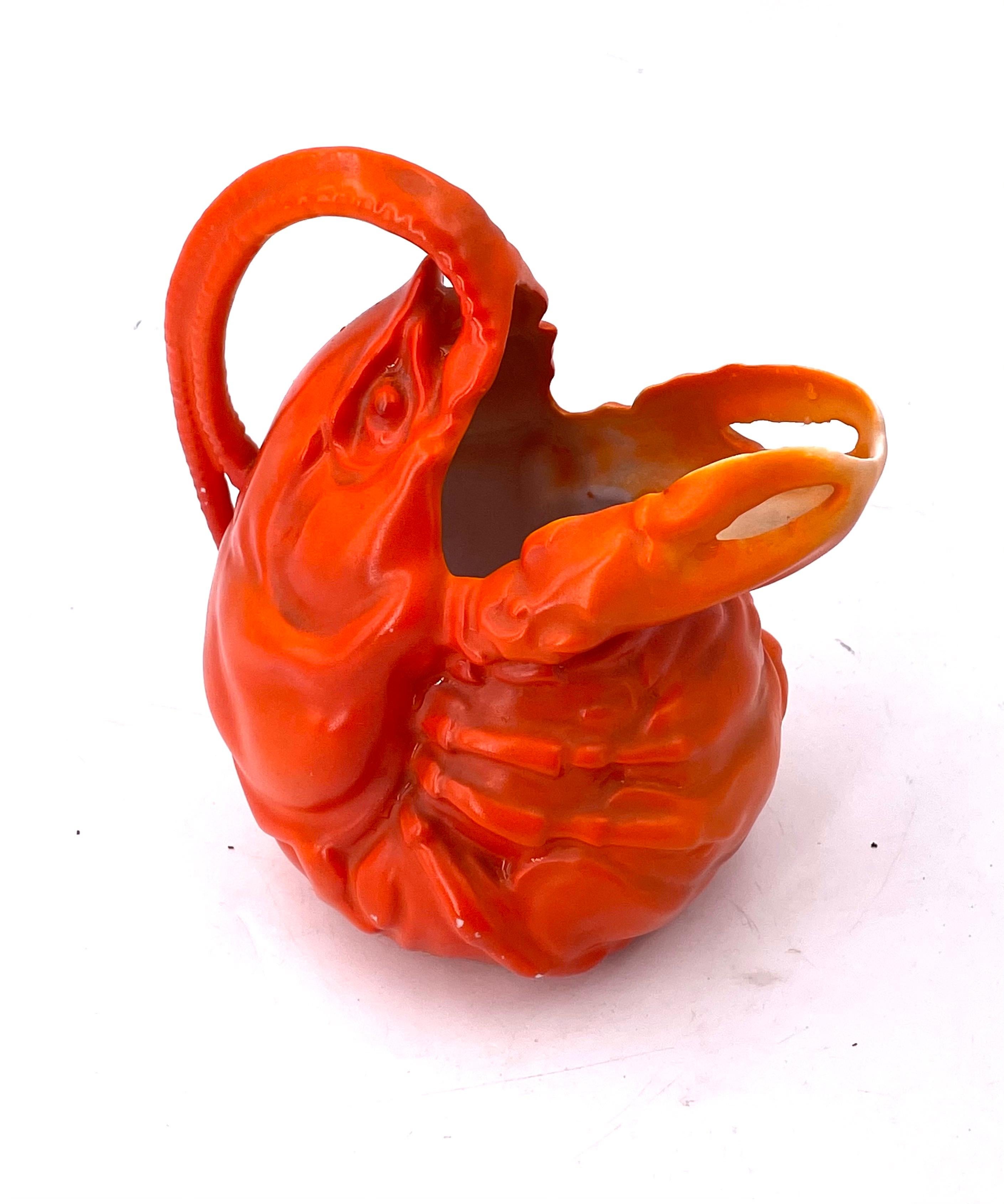 Rare well done antique fine porcelain lobster creamer circa the 1940s. No chips or cracks.