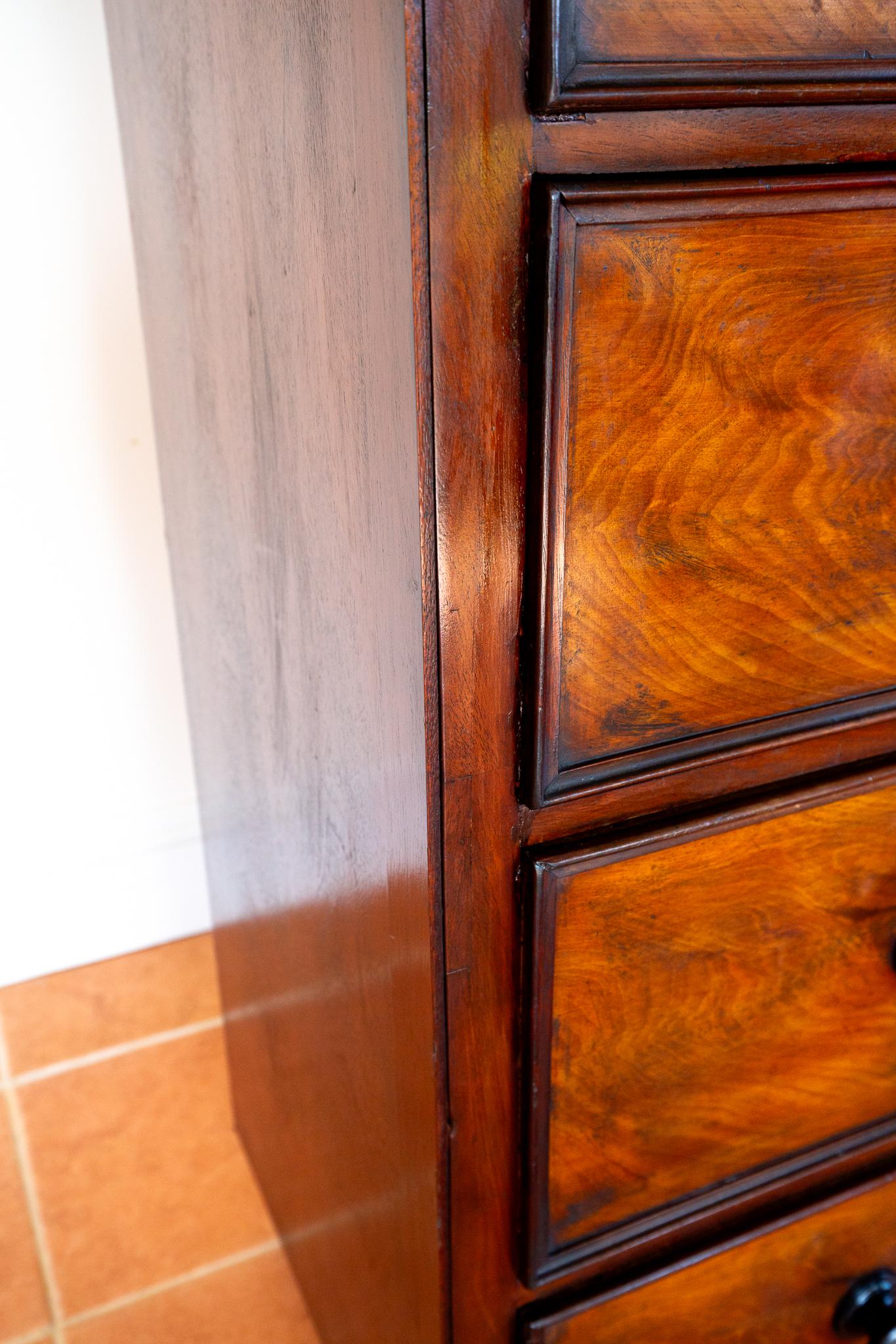 Rare Fine Tall Chest Of Drawers Flame Mahogany 19th Century Victorian 7 Drawers For Sale 13