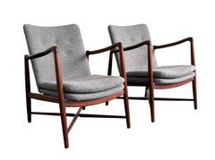 Rare Finn Juhl Model B059 Fireplace Chairs by Bovirke, Denmark 1950s
