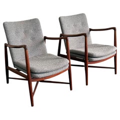 Rare Finn Juhl Model B059 Fireplace Chairs by Bovirke, Denmark 1950s