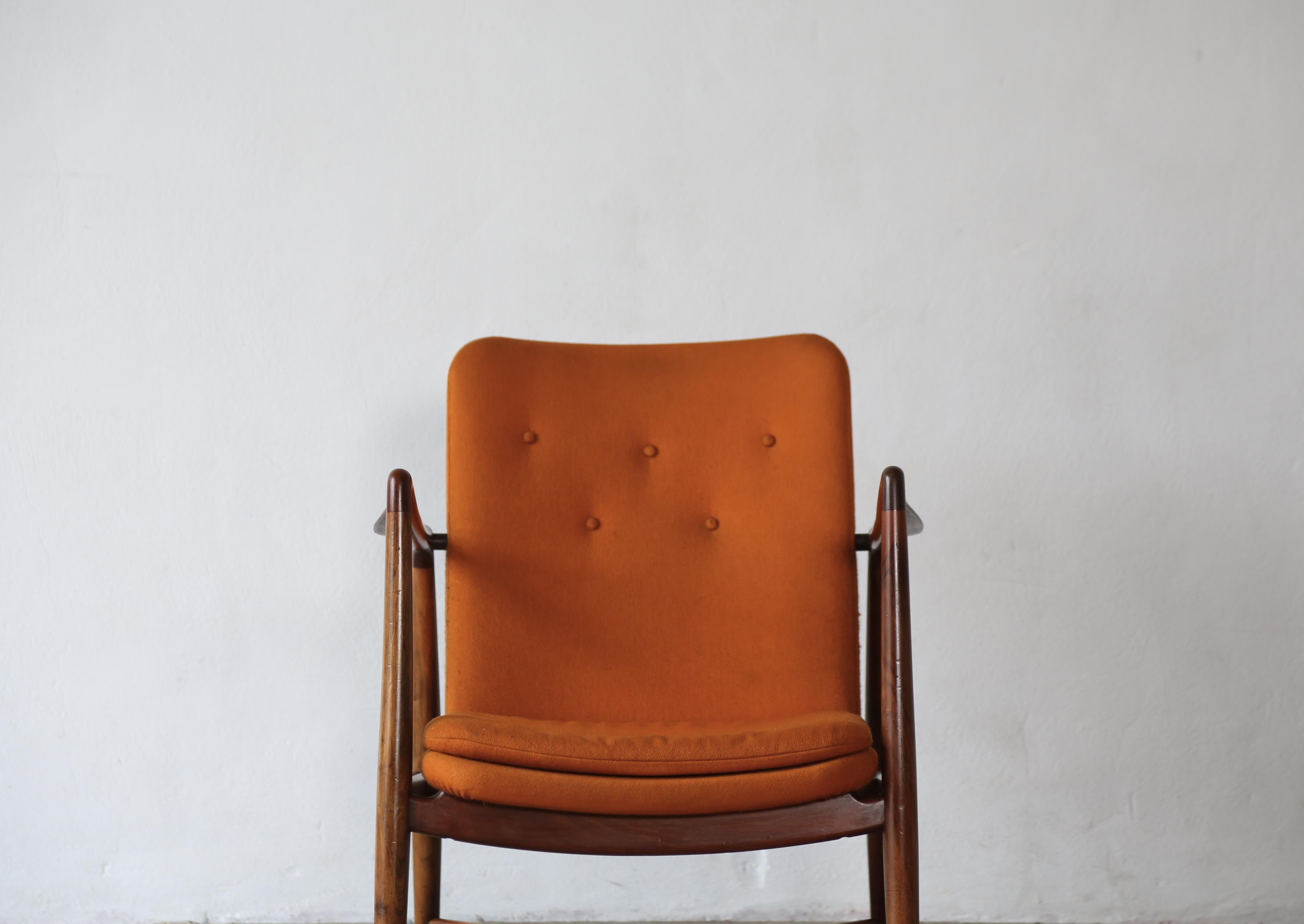 Rare Finn Juhl Model BO59 Fireplace Chair, Bovirke, Denmark, 1950s In Good Condition For Sale In LEWES, GB