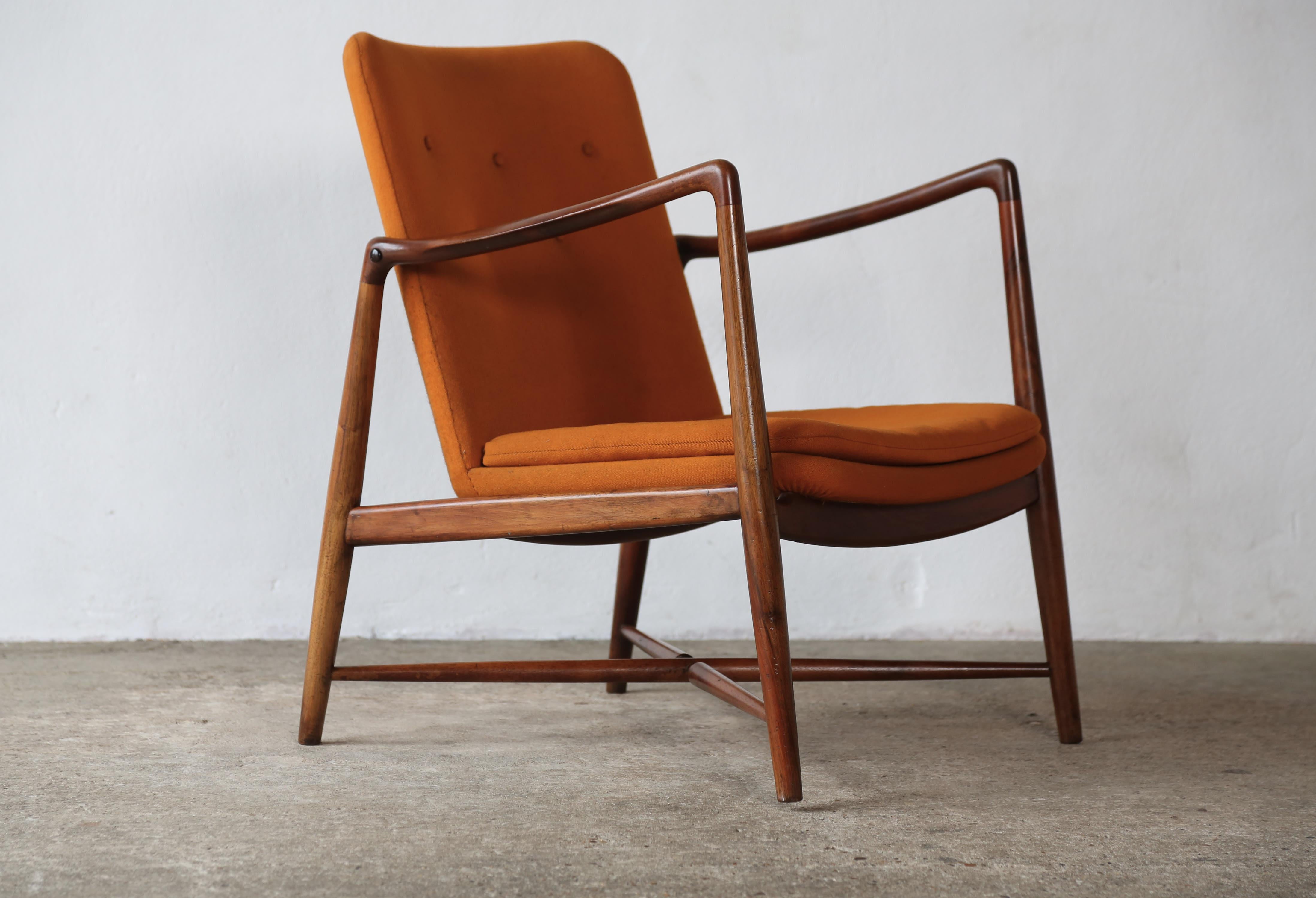 Fabric Rare Finn Juhl Model BO59 Fireplace Chair, Bovirke, Denmark, 1950s For Sale