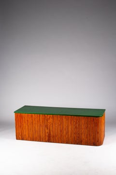 Rare Finnish Fluted Pine Storage Bench, Mid-Century Modern, c. 1940s