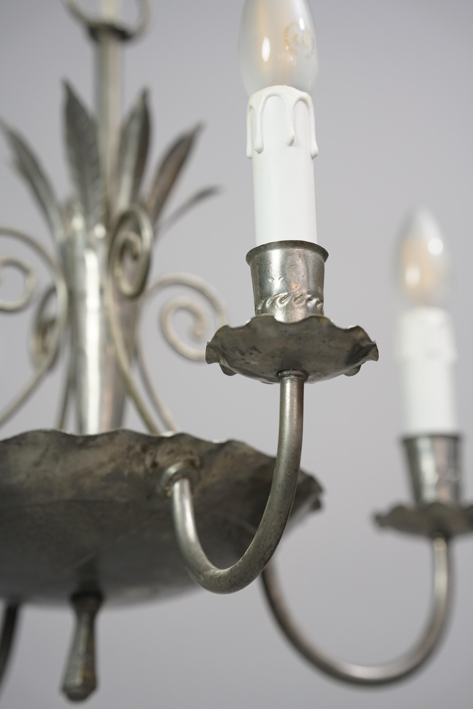 Rare Finnish Iron Chandelier Attributed to Paavo Tynell, 1920s For Sale 4
