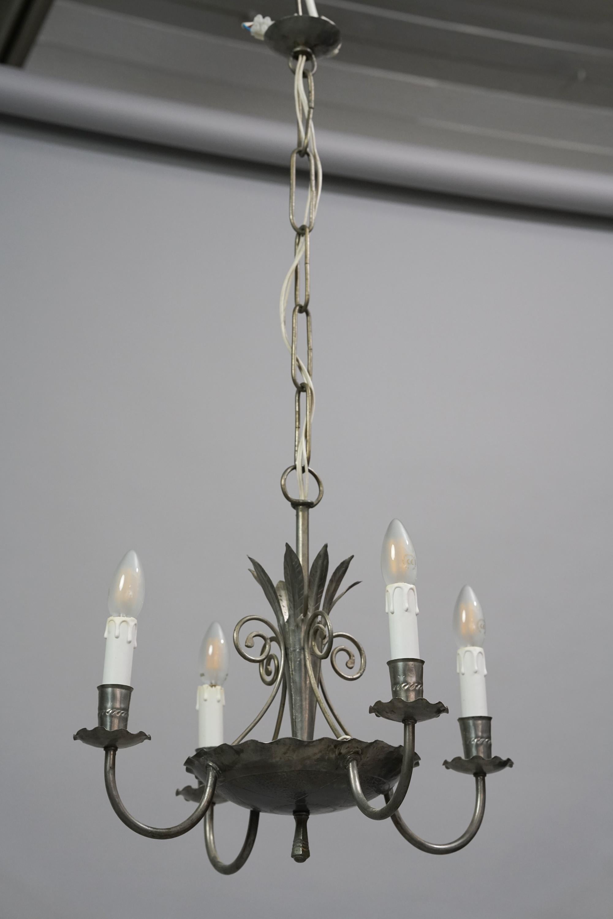 Rare Finnish Iron Chandelier Attributed to Paavo Tynell, 1920s In Good Condition For Sale In Helsinki, FI