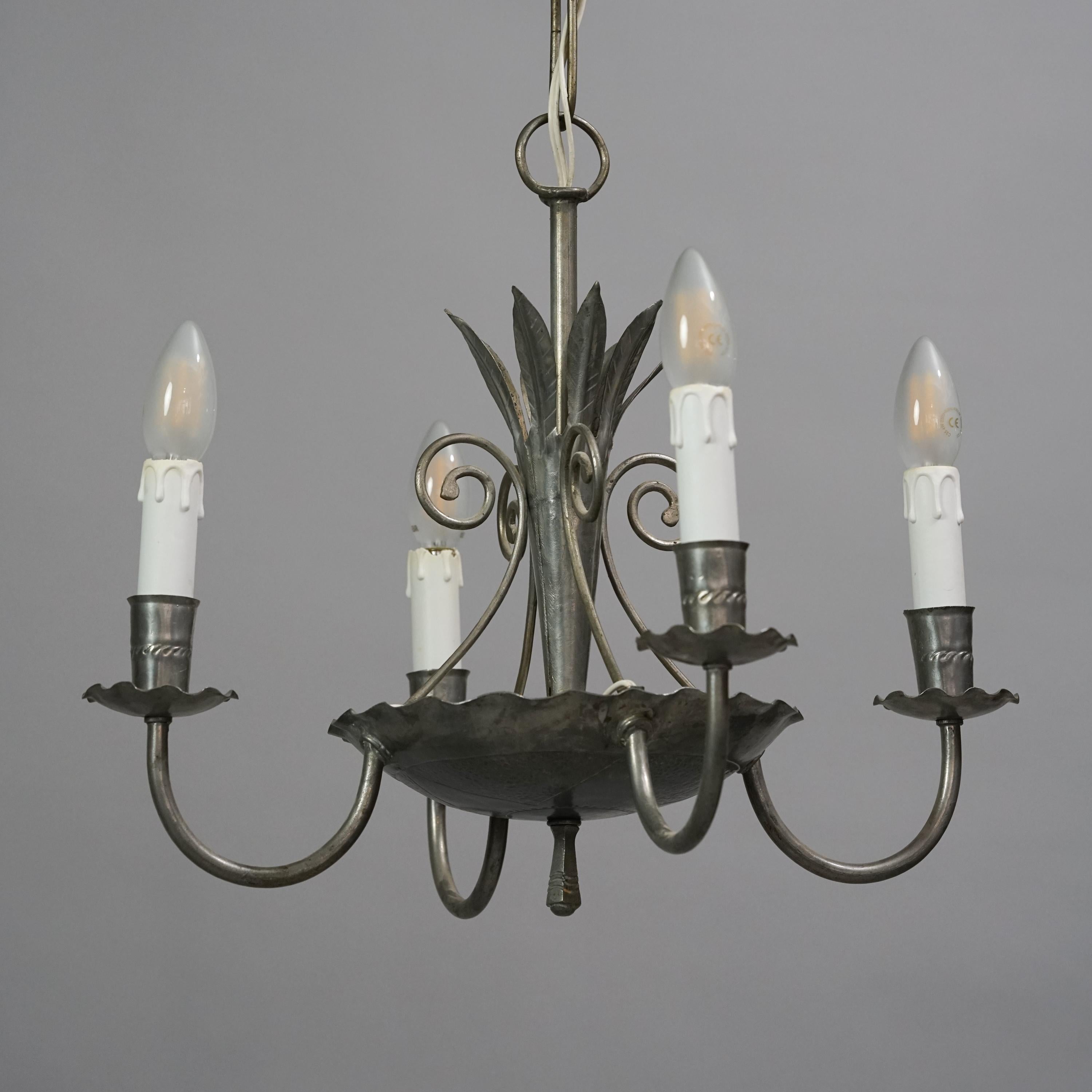 Mid-20th Century Rare Finnish Iron Chandelier Attributed to Paavo Tynell, 1920s For Sale