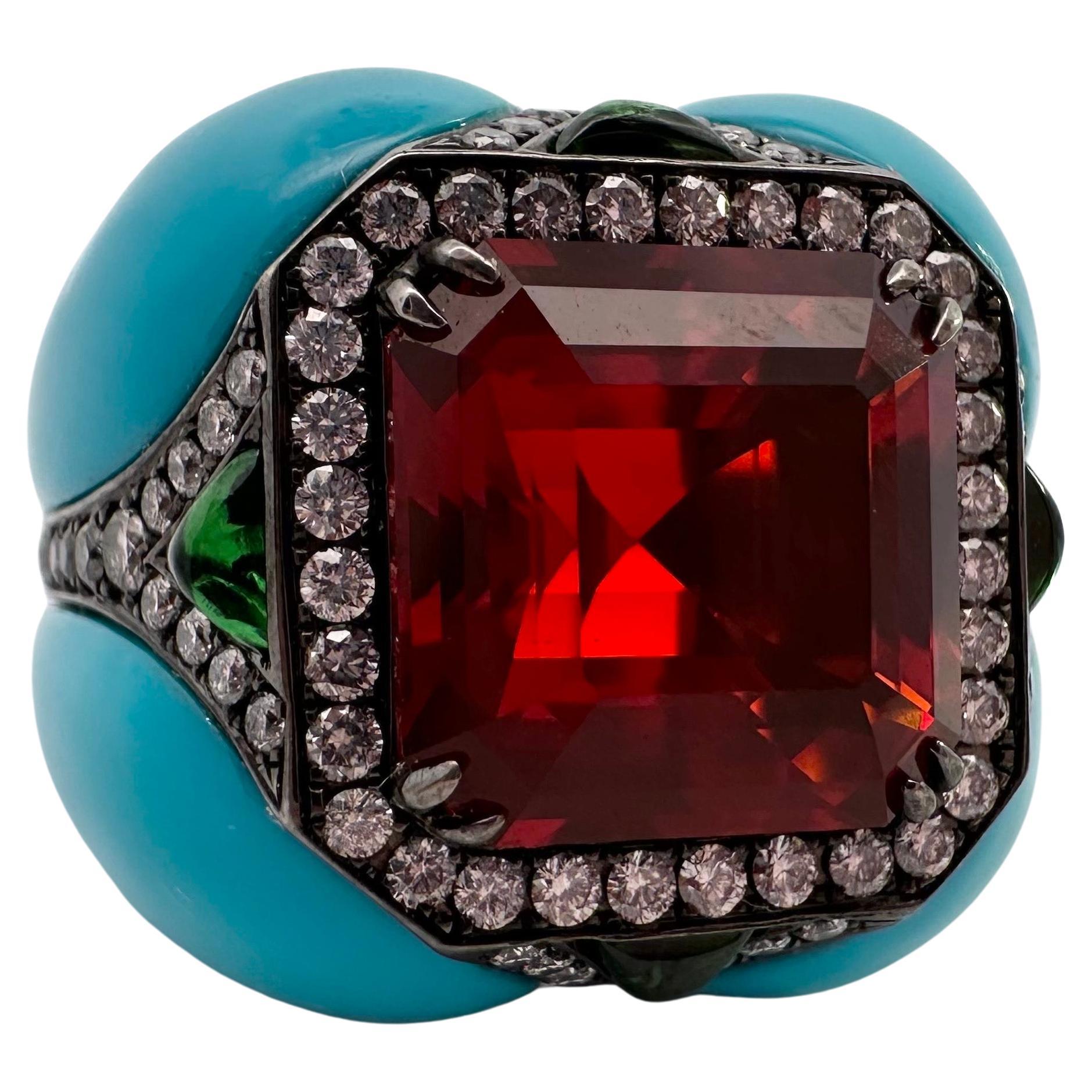 RARO Anillo de diamantes Ópalo de fuego Anillo de diamantes de oro negro de 18 KT Ópalo CERTIFICADO Hecho a mano