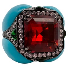 RARE Fire Opal Diamond ring 18KT Black gold diamond ring CERTIFIED opal Handmade