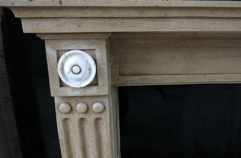 Louis XVI French Antique Fireplace from Burgundy, 19th Century France 'Marble Stone' 1800s For Sale