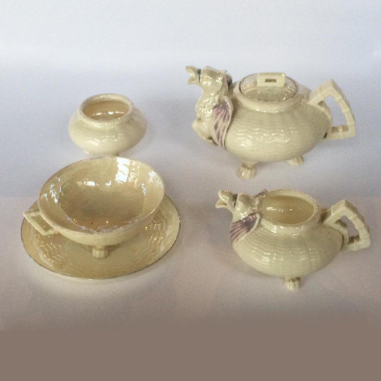 Rare First Black Mark Belleek Batchelor Dragon Tea Set For Sale at 1stDibs