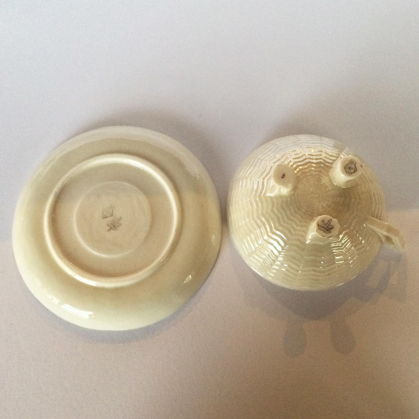 Victorian Rare First Black Mark Belleek Batchelor Dragon Tea Set For Sale