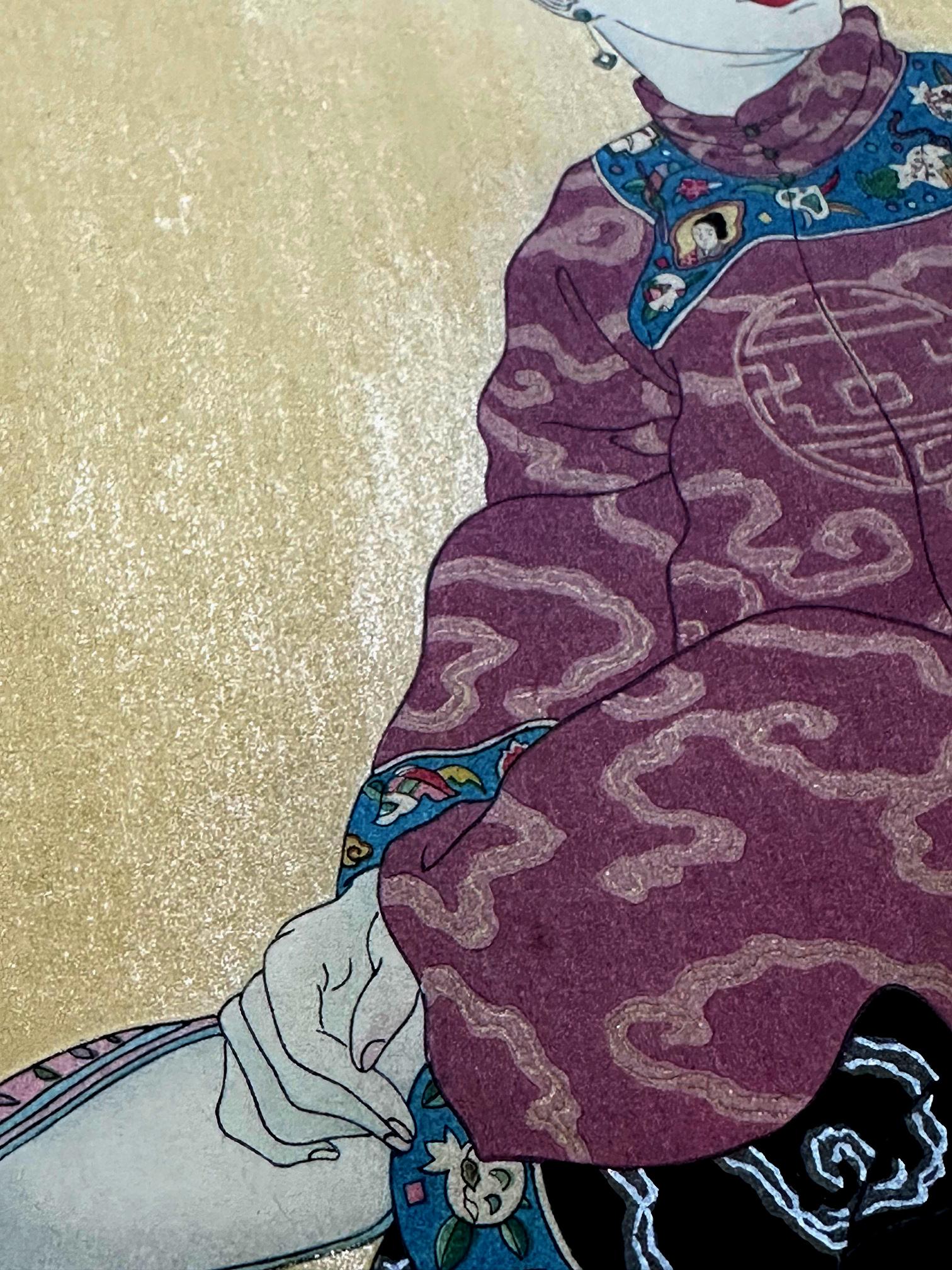 Rare première édition de la gravure sur bois Le Tabouret de Porcelaine par Paul Jacoulet en vente 9
