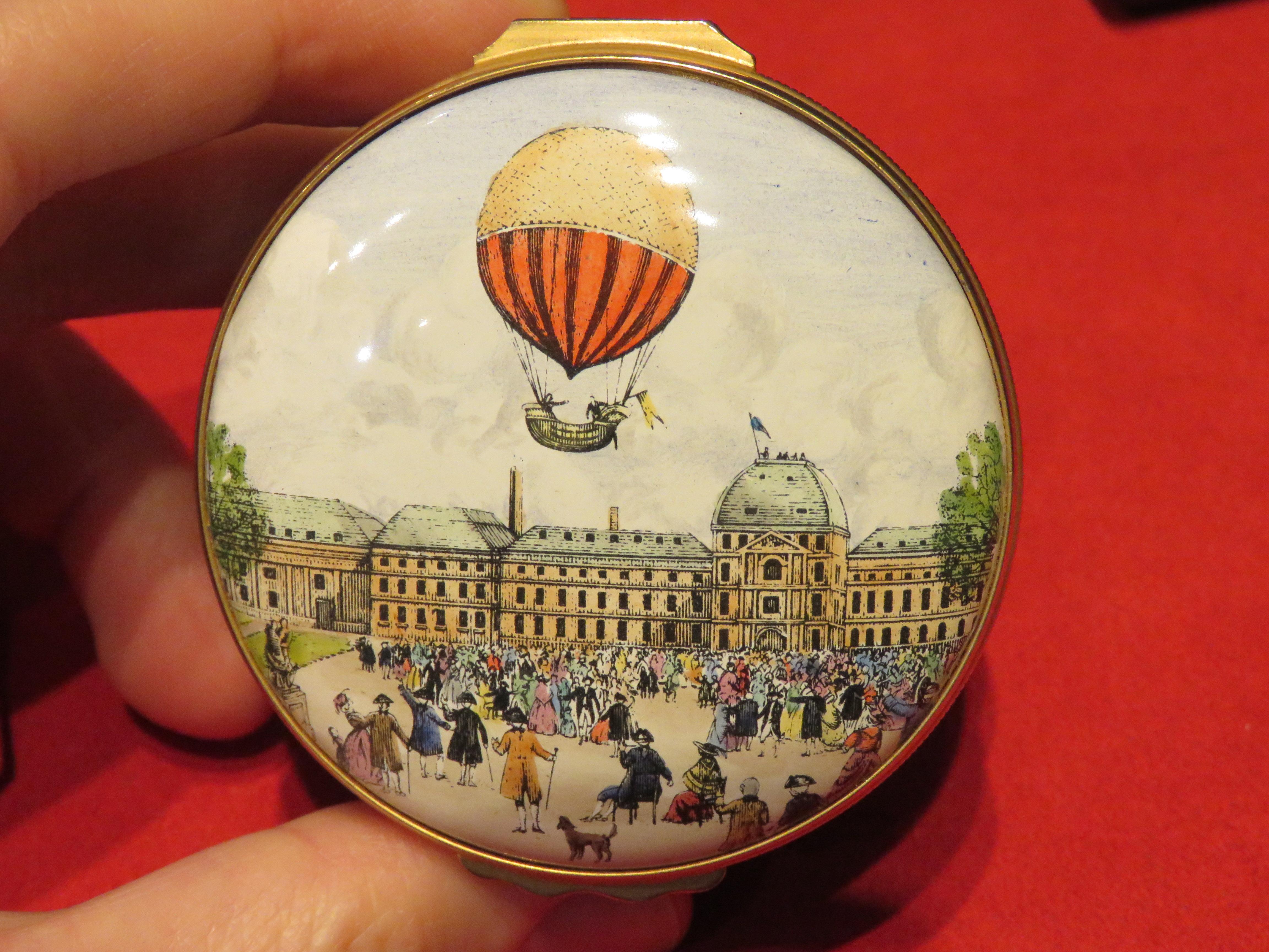 English Rare First Hot Air Balloon Professor Jacques Charles Mr Richards Halcyon Days  For Sale