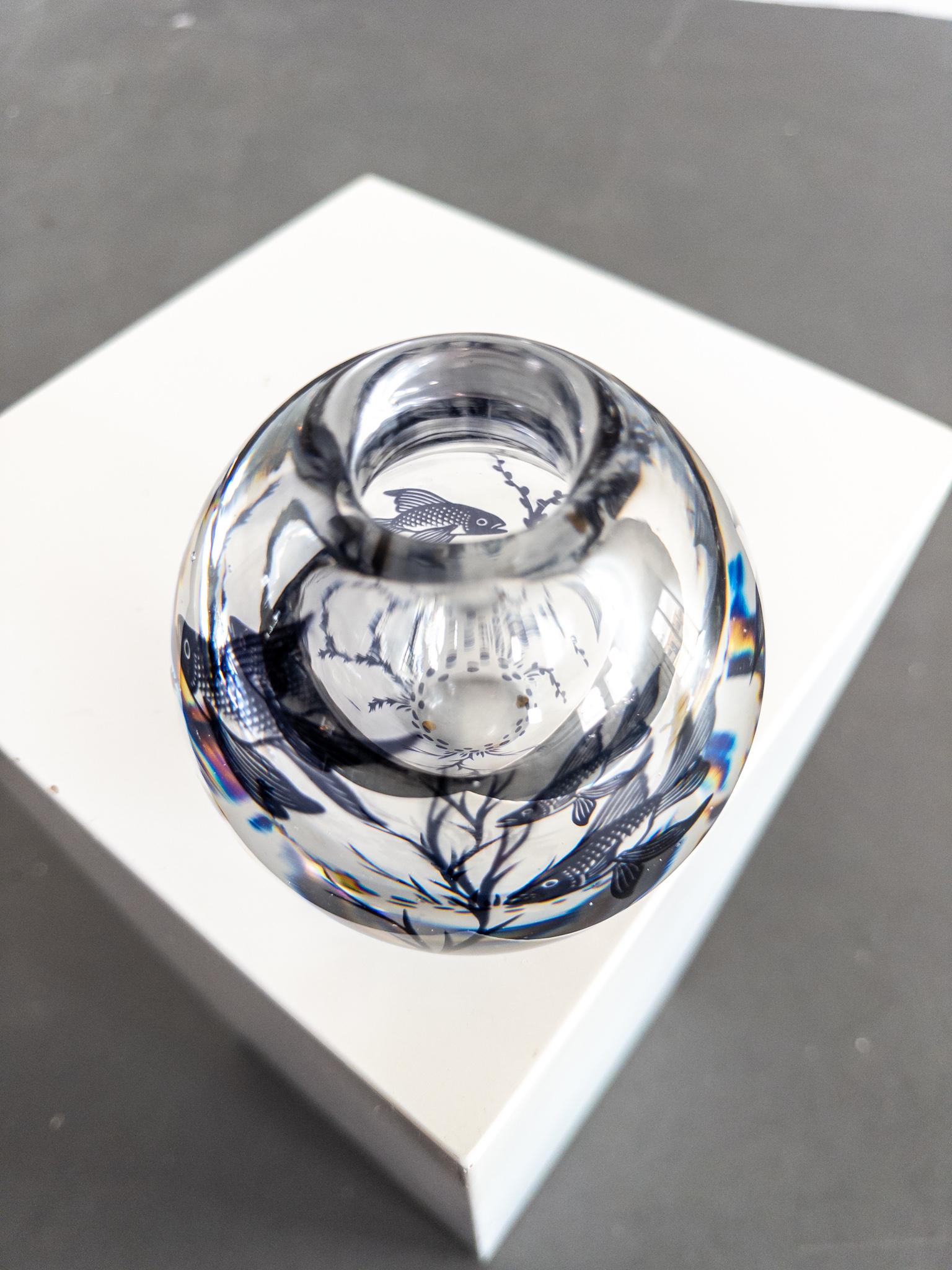 Raro vaso Edward Fish Graal di Edward Hald per Orrefors In condizioni ottime in vendita a Staffanstorp, SE