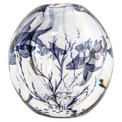 Rare Fish Graal Vase by Edward Hald for Orrefors
