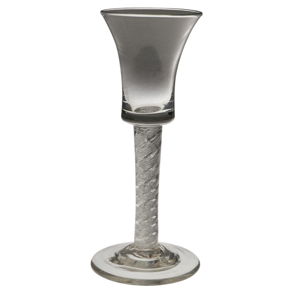 Rare bol à seau évasé du 18ème siècle en verre à vin double série à torsion d'air c1750