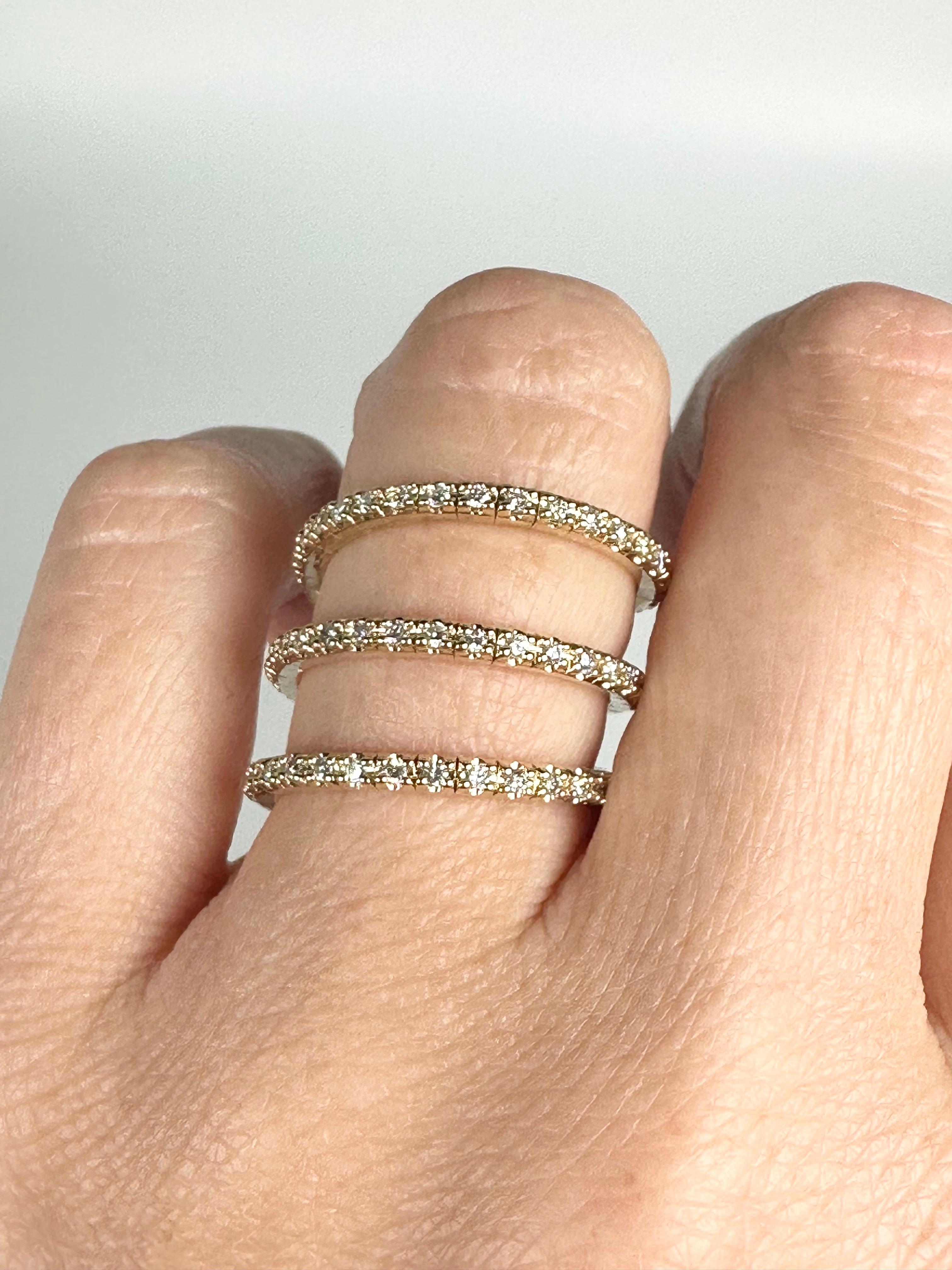 Brilliant Cut Rare flexible diamond ring fits all sizes spiral ring 14KT gold  For Sale