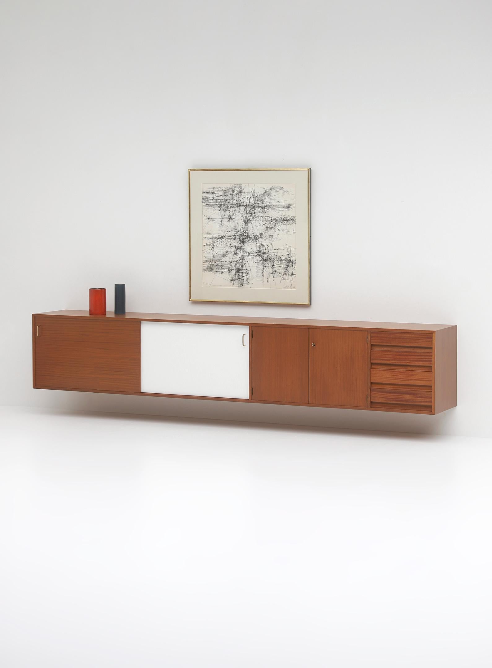 Mid-Century Modern Rare modernist mid-century floating Sideboard by Jos De Mey , Belgium 1961